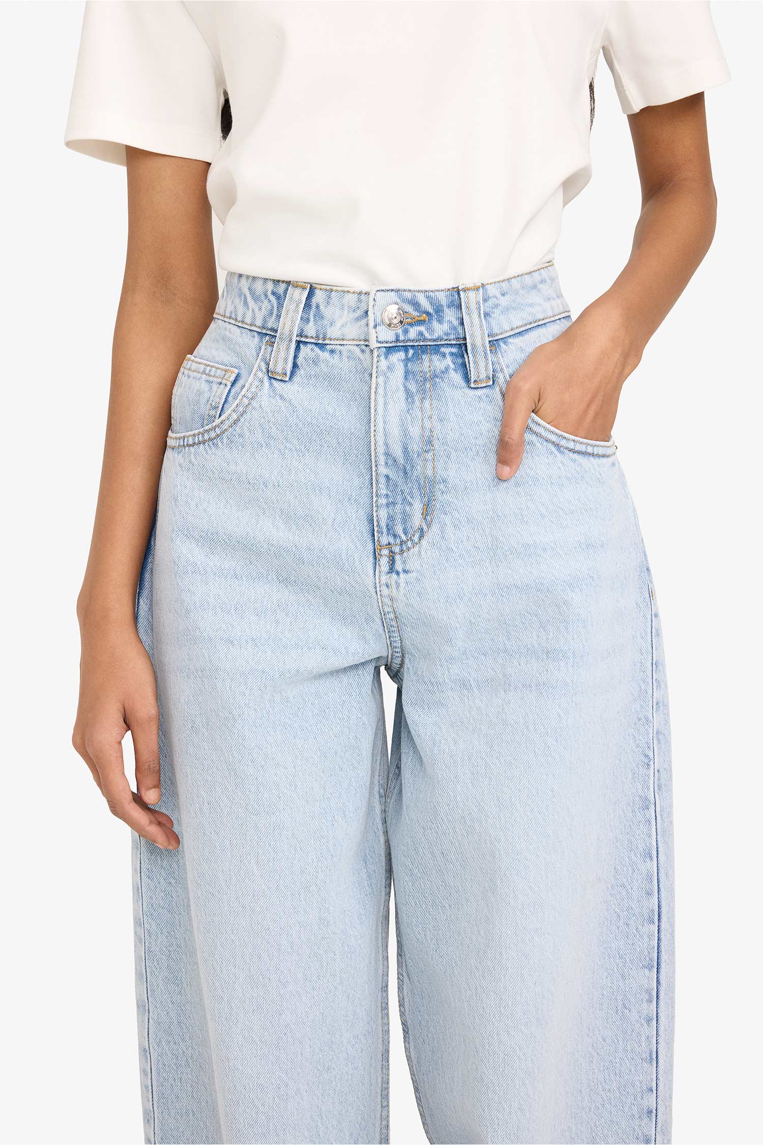 DeFacto %100 Pamuk Baggy Fit Yüksek bel Jean Pantolon görsel 4