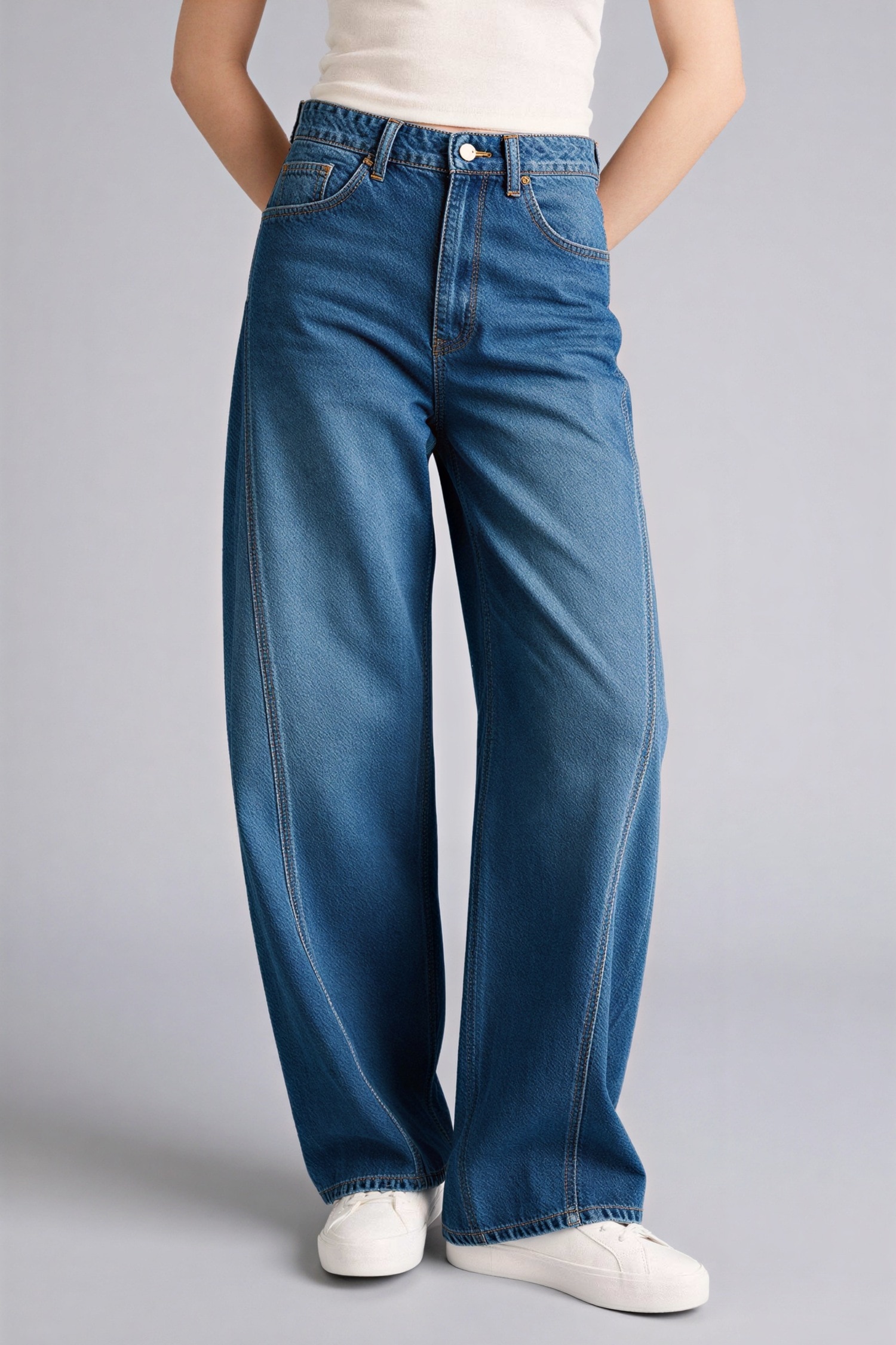 DeFacto Barrel Fit Yüksek bel Düz paça Jean Pantolon görsel 2