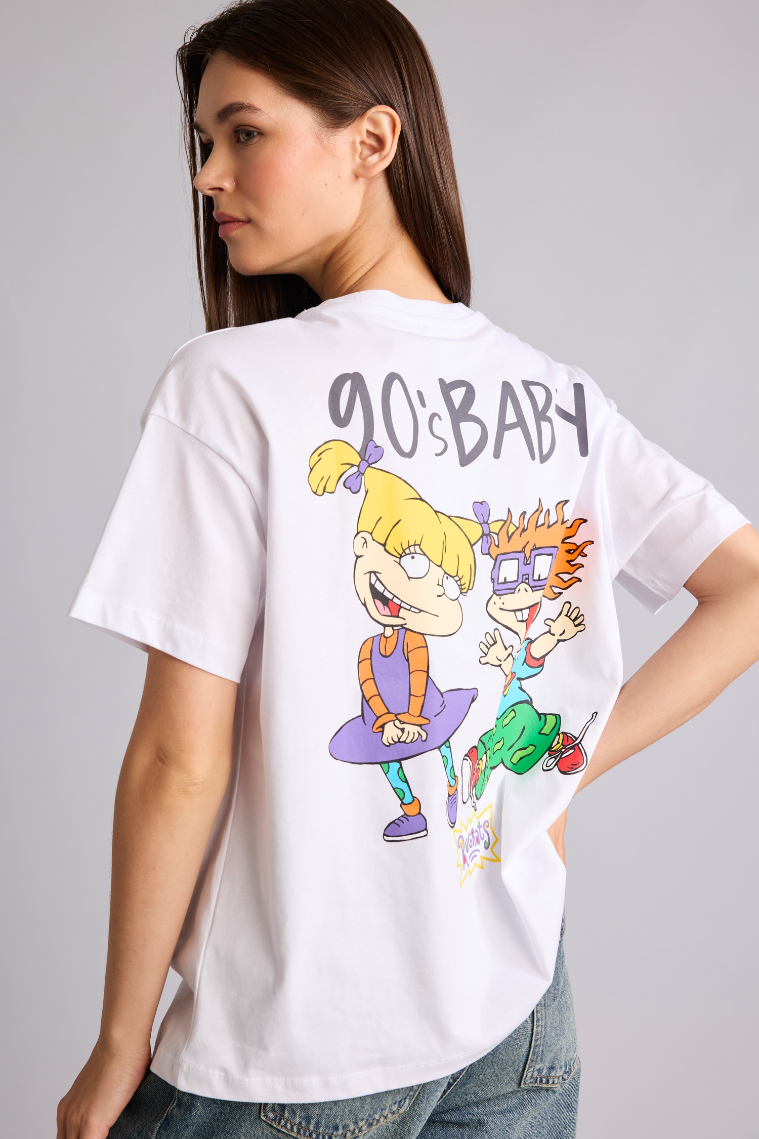 DeFacto %100 Pamuk Rugrats Oversize Kısa kollu Baskılı Tişört