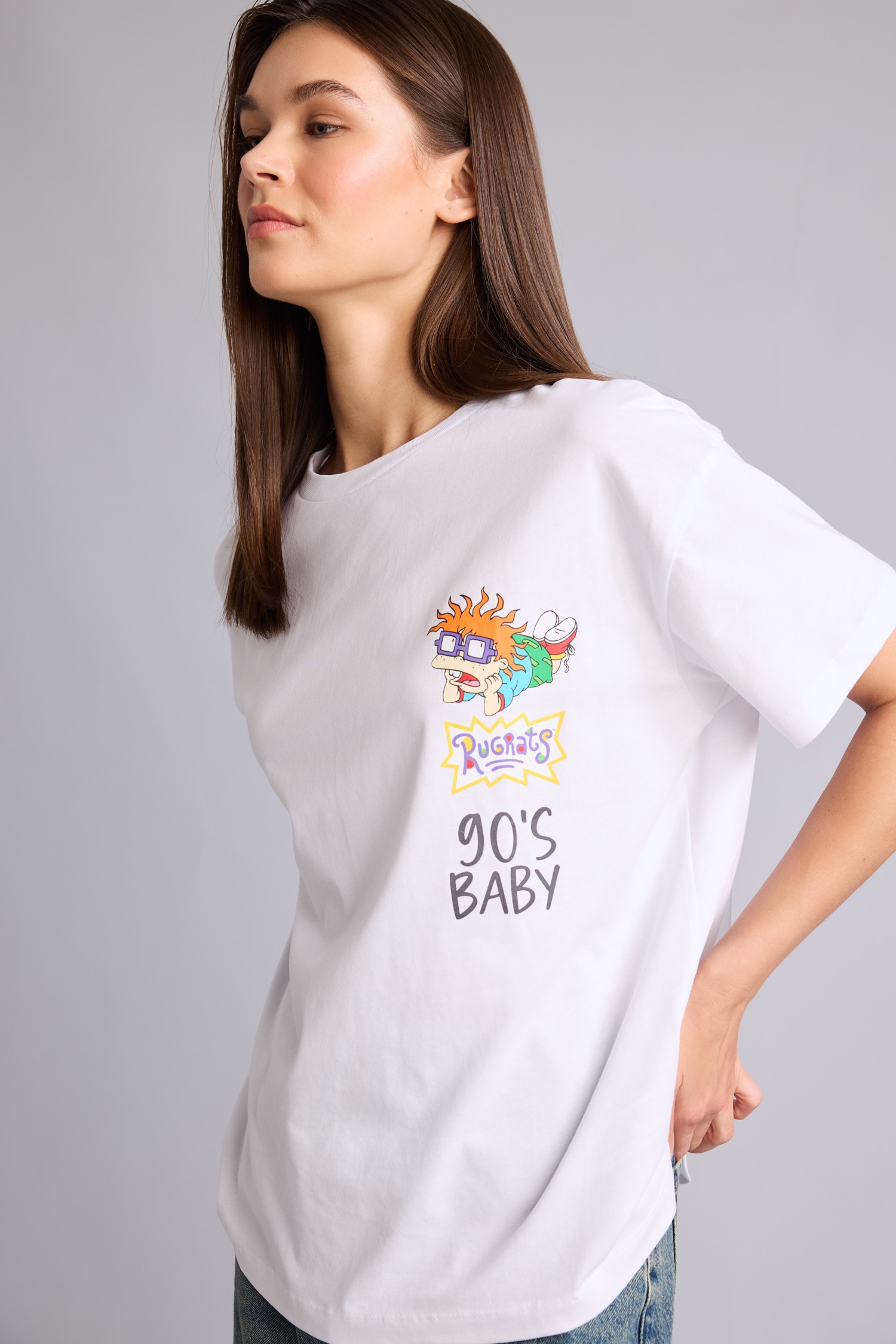 DeFacto %100 Pamuk Rugrats Oversize Kısa kollu Baskılı Tişört görsel 4