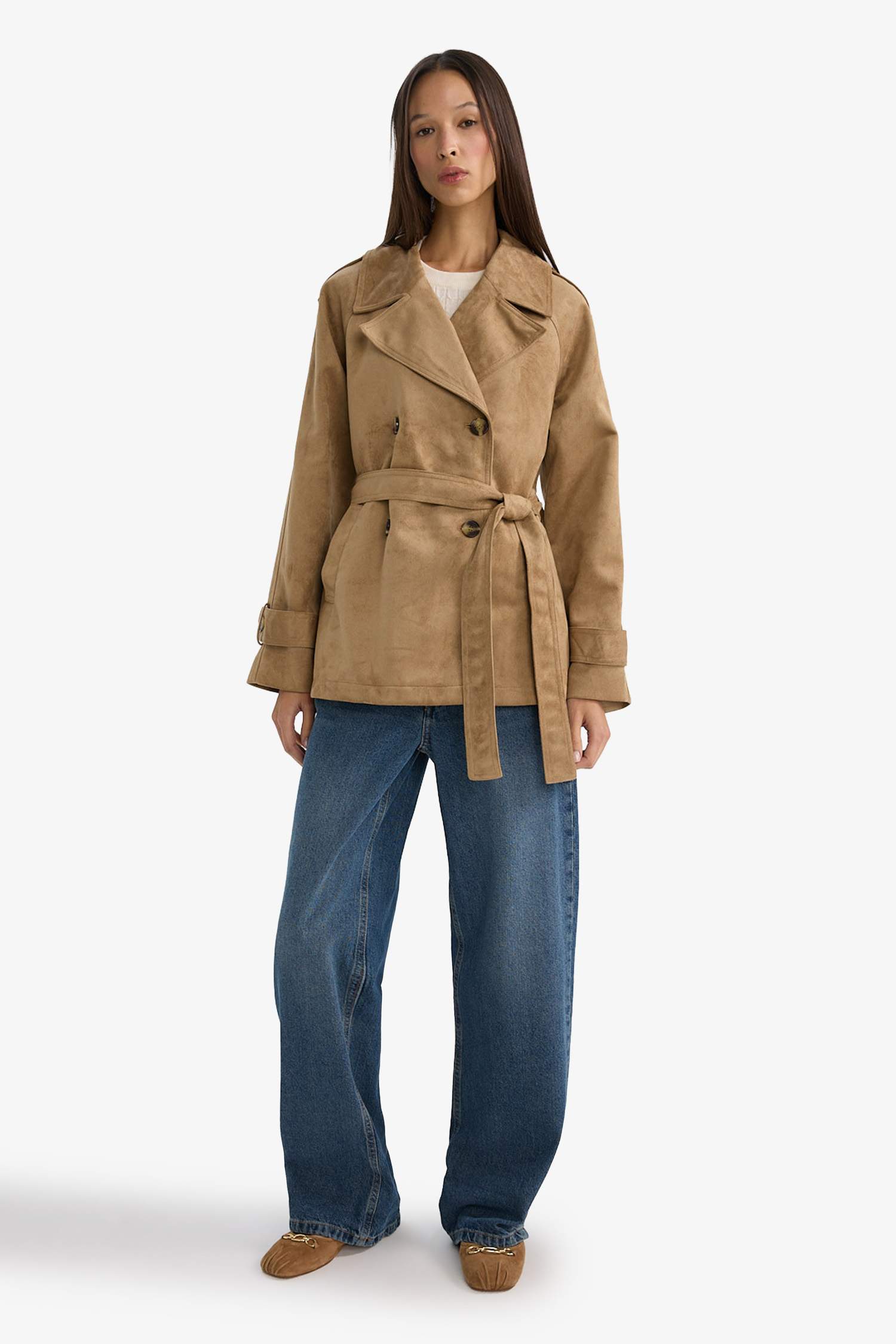 معطف ترانش كوت جوخ قصة عادية بياخة سموكين بحزام