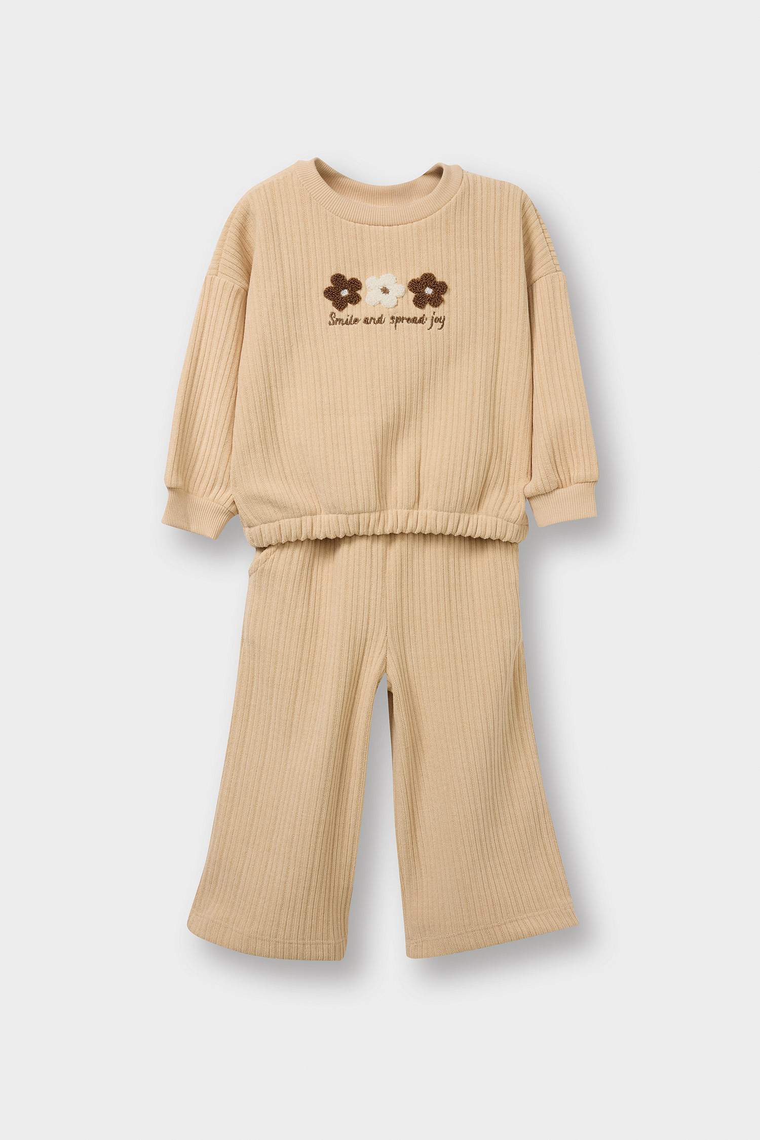 Kız Bebek 2'li Takım Çiçekli Sweatshirt Eşofman Altı