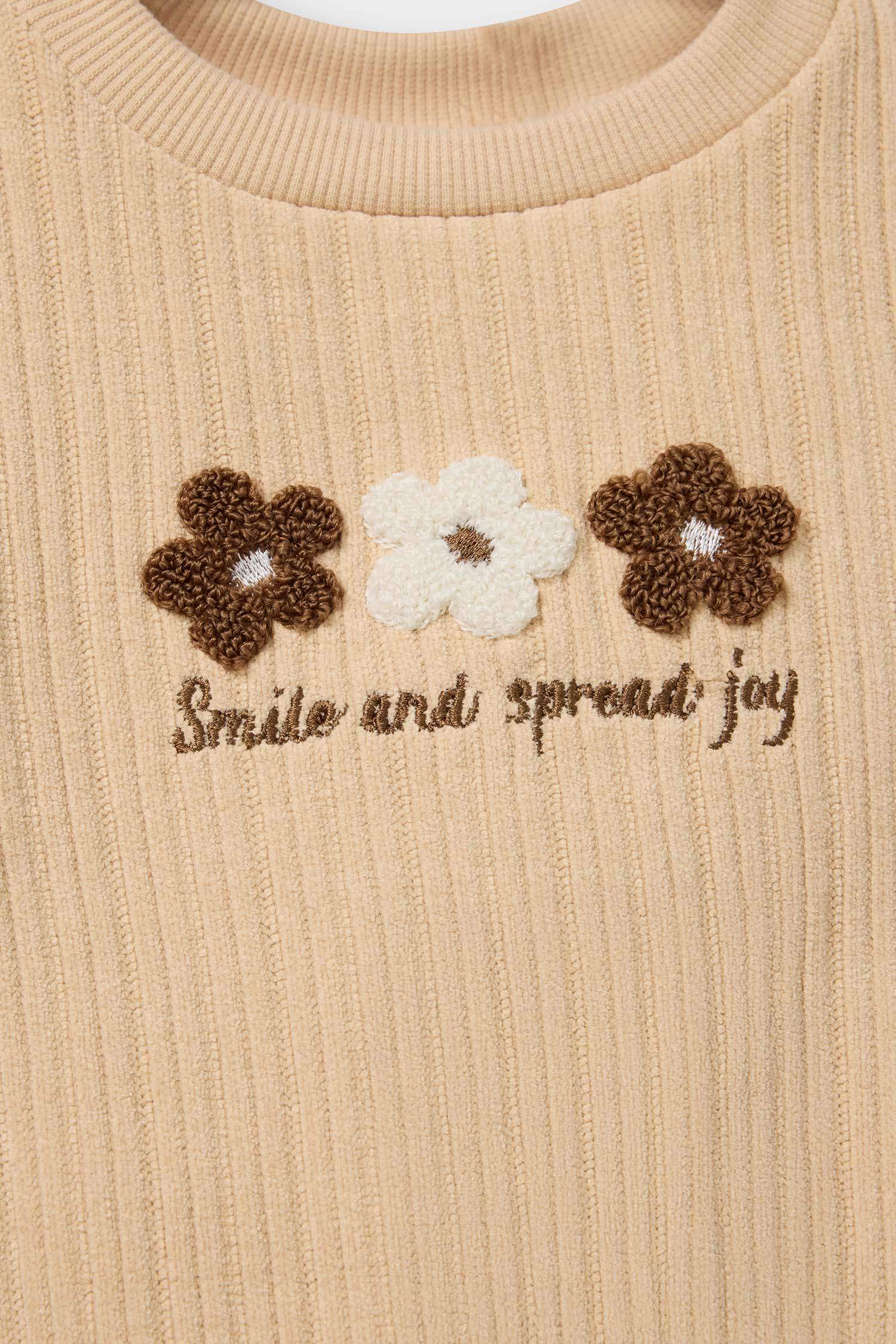 Kız Bebek 2'li Takım Çiçekli Sweatshirt Eşofman Altı