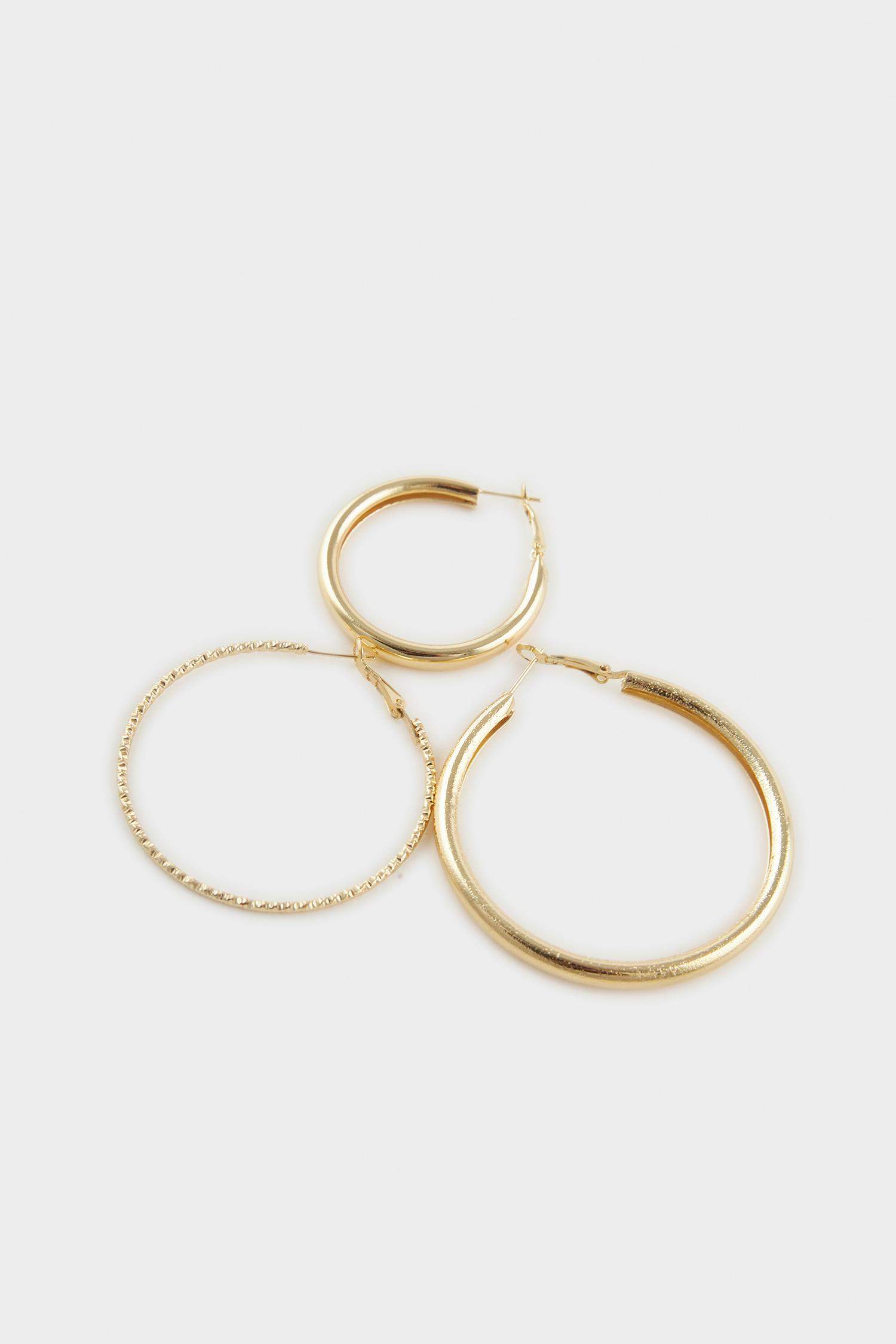 Woman 3 Piece Gold Earrings