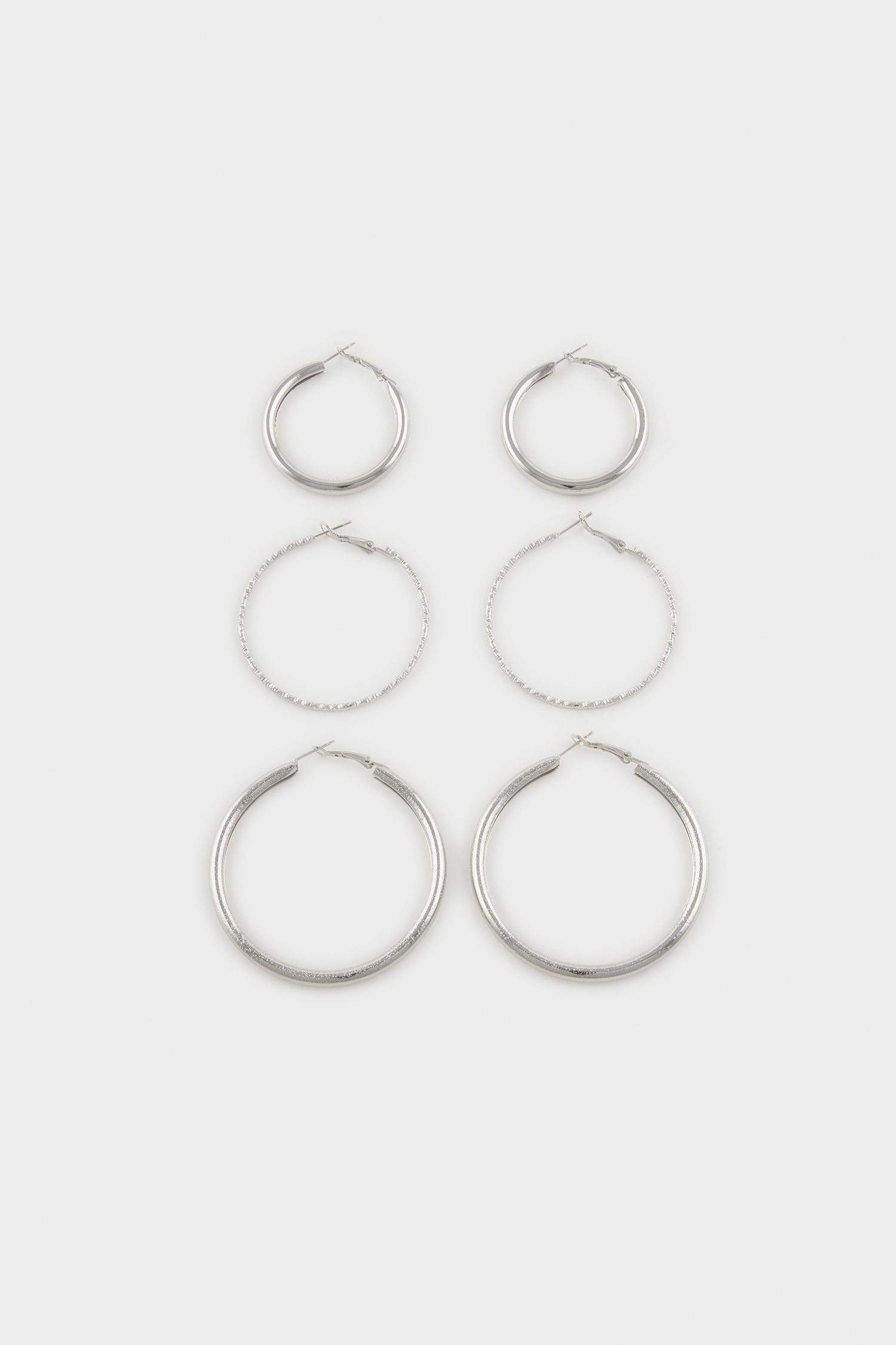 Kadın 3'lü Silver Halka Küpe