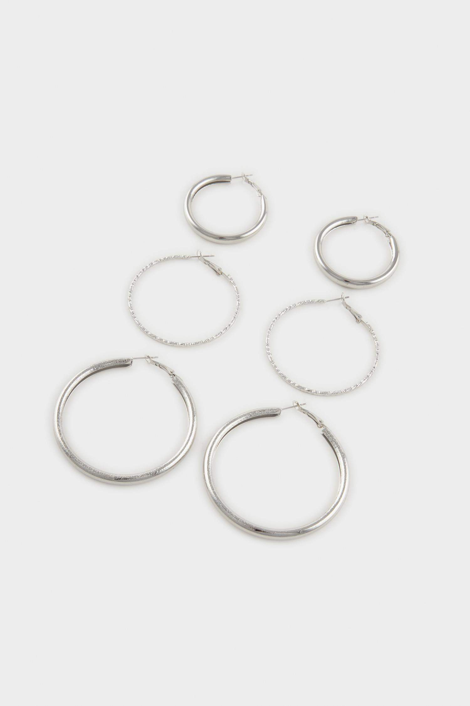 Kadın 3'lü Silver Halka Küpe