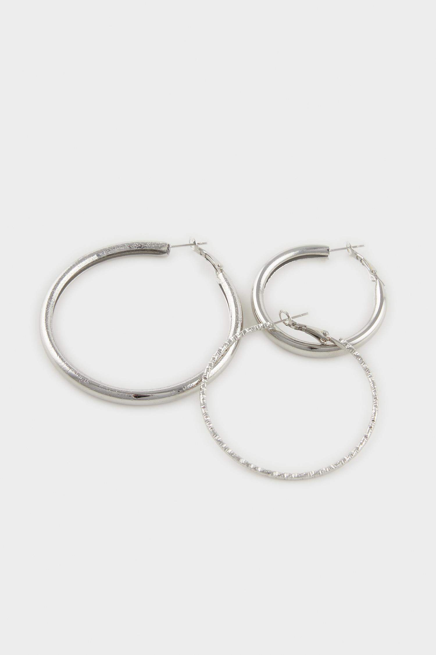 Kadın 3'lü Silver Halka Küpe