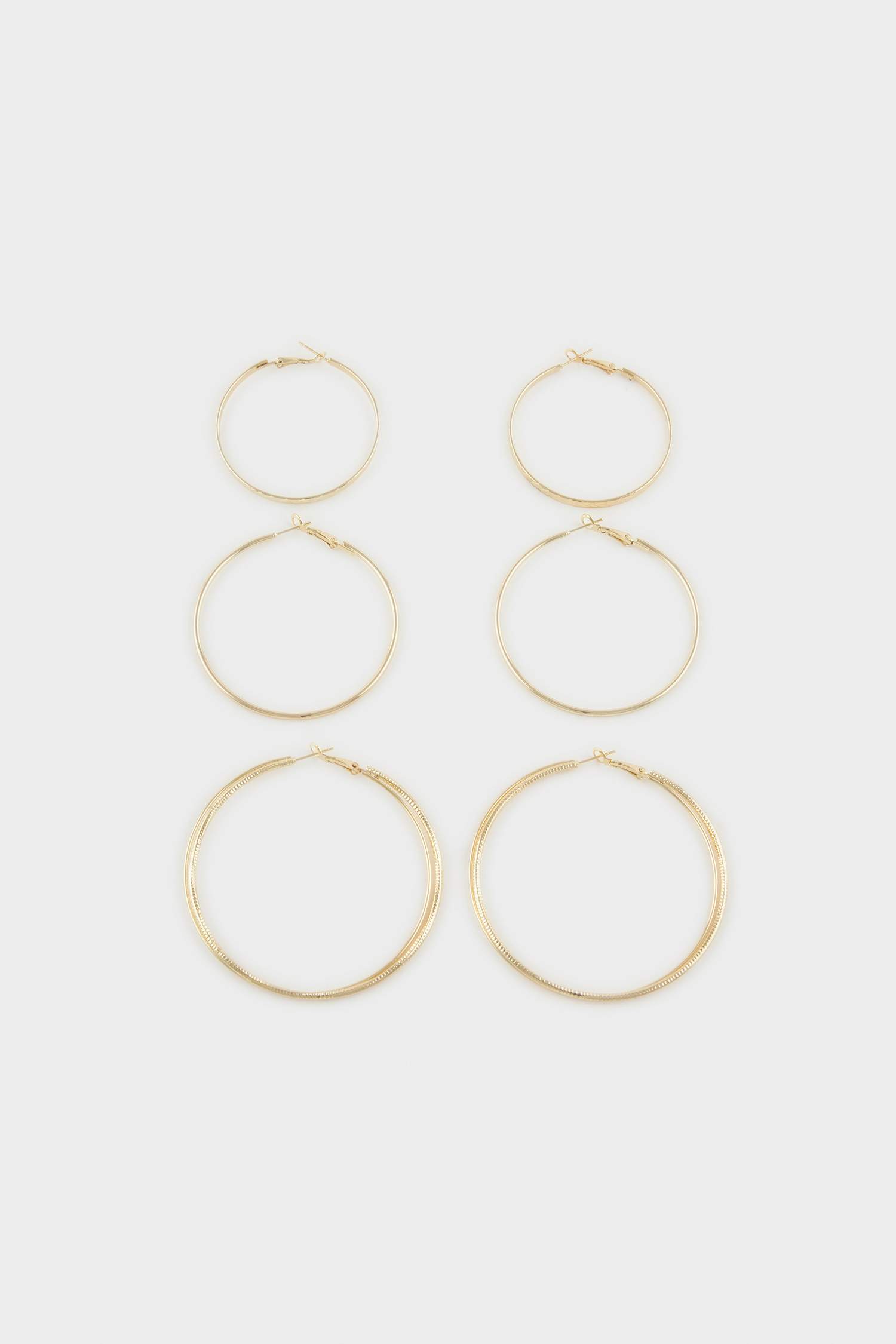 Kadın 3'lü Gold Halka Küpe