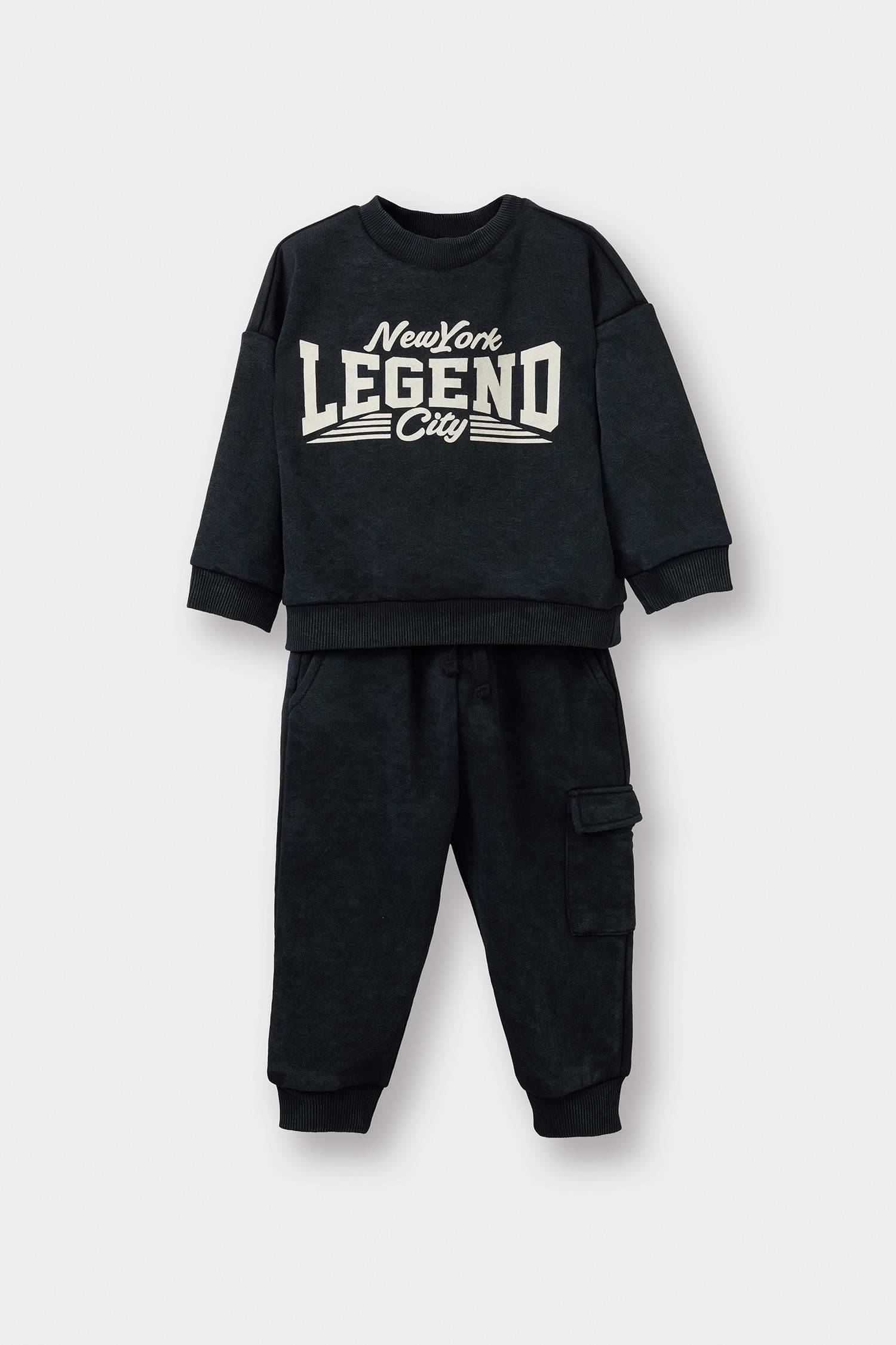 Erkek Bebek 2'li Takım Baskılı Sweatshirt Eşofman Altı