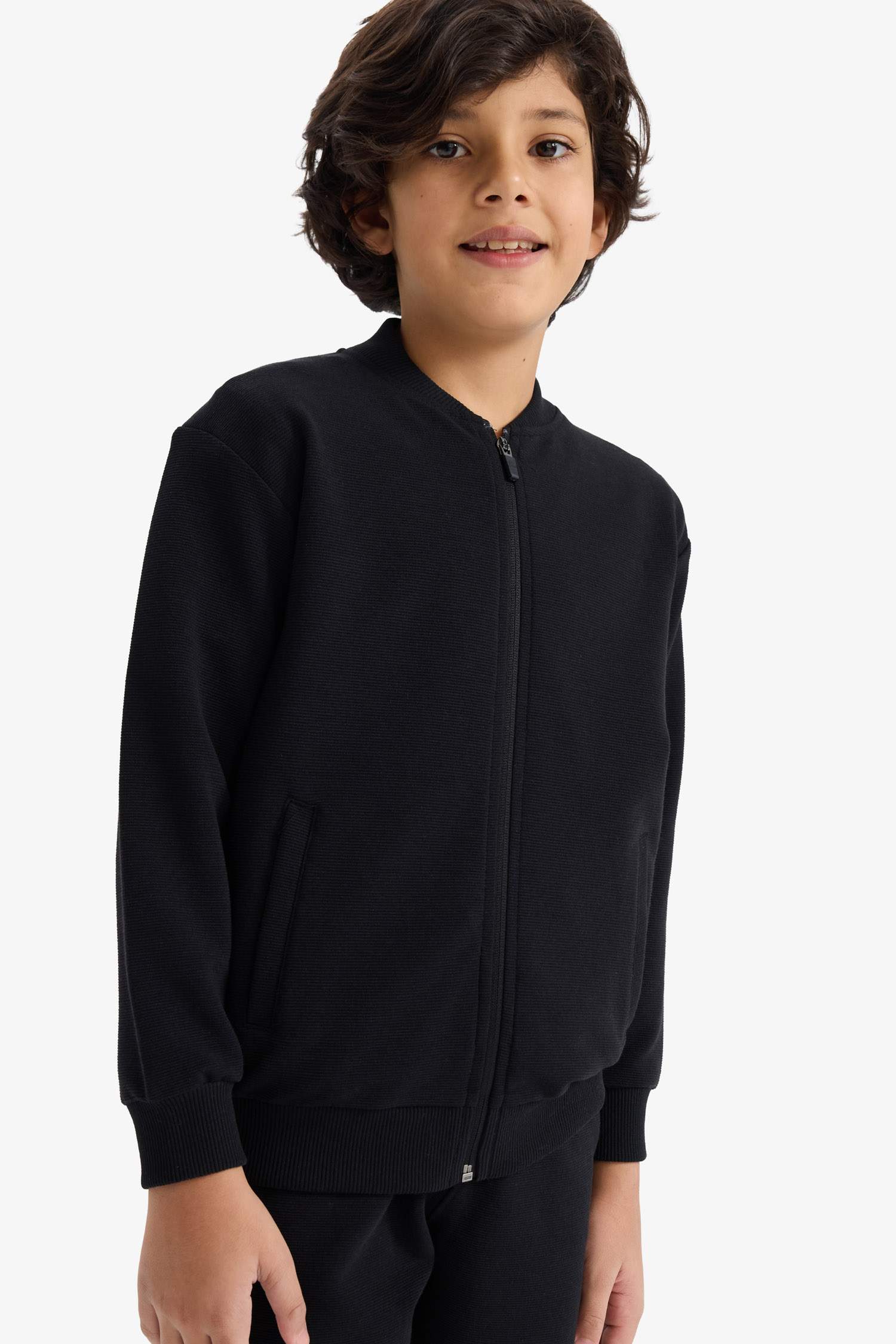 Regular Fit Bomber Collar Cardigan