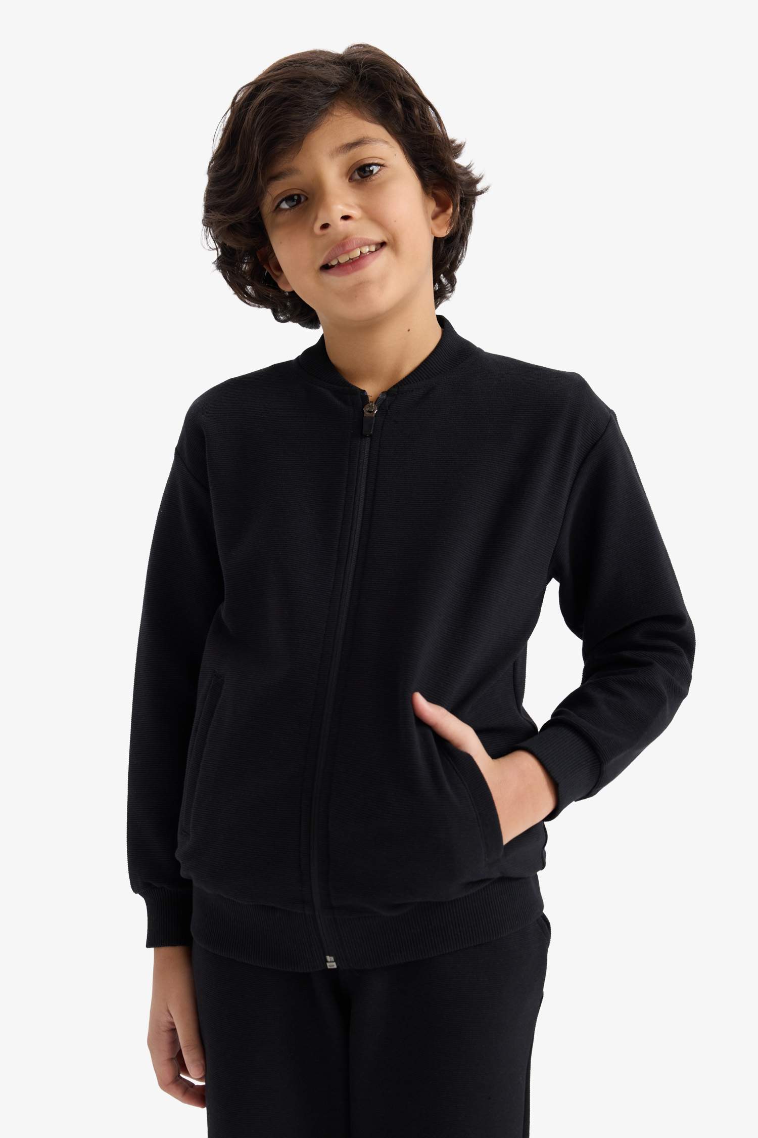 Regular Fit Bomber Collar Cardigan
