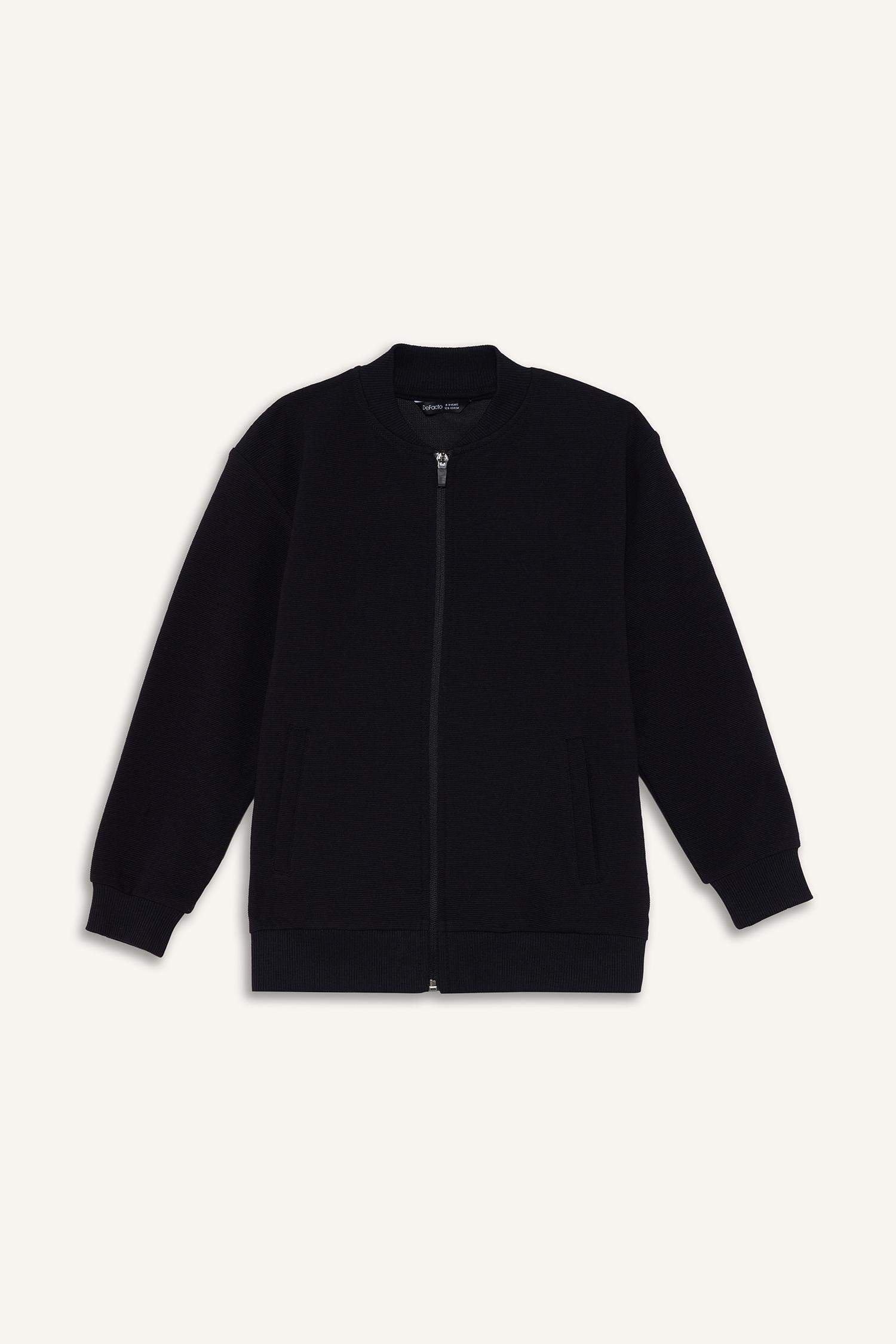 Regular Fit Bomber Collar Cardigan
