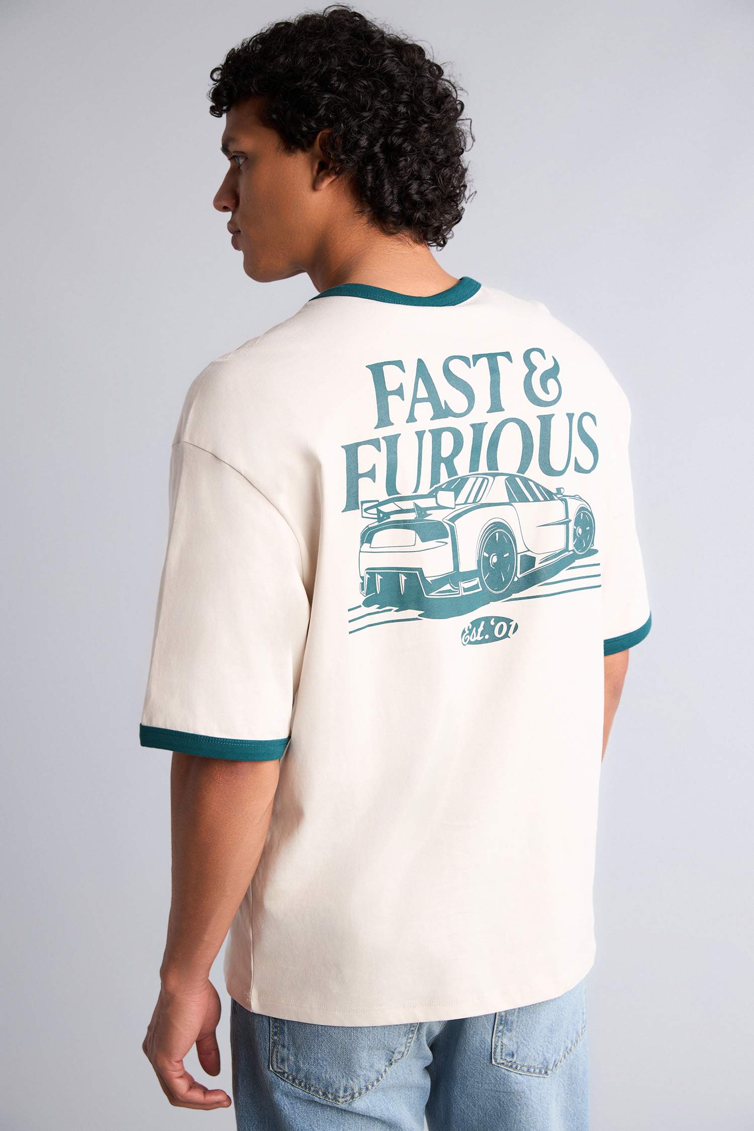 Ecru MAN Boxy Fit Printed Short Sleeve T-Shirt 3497957 | DeFacto