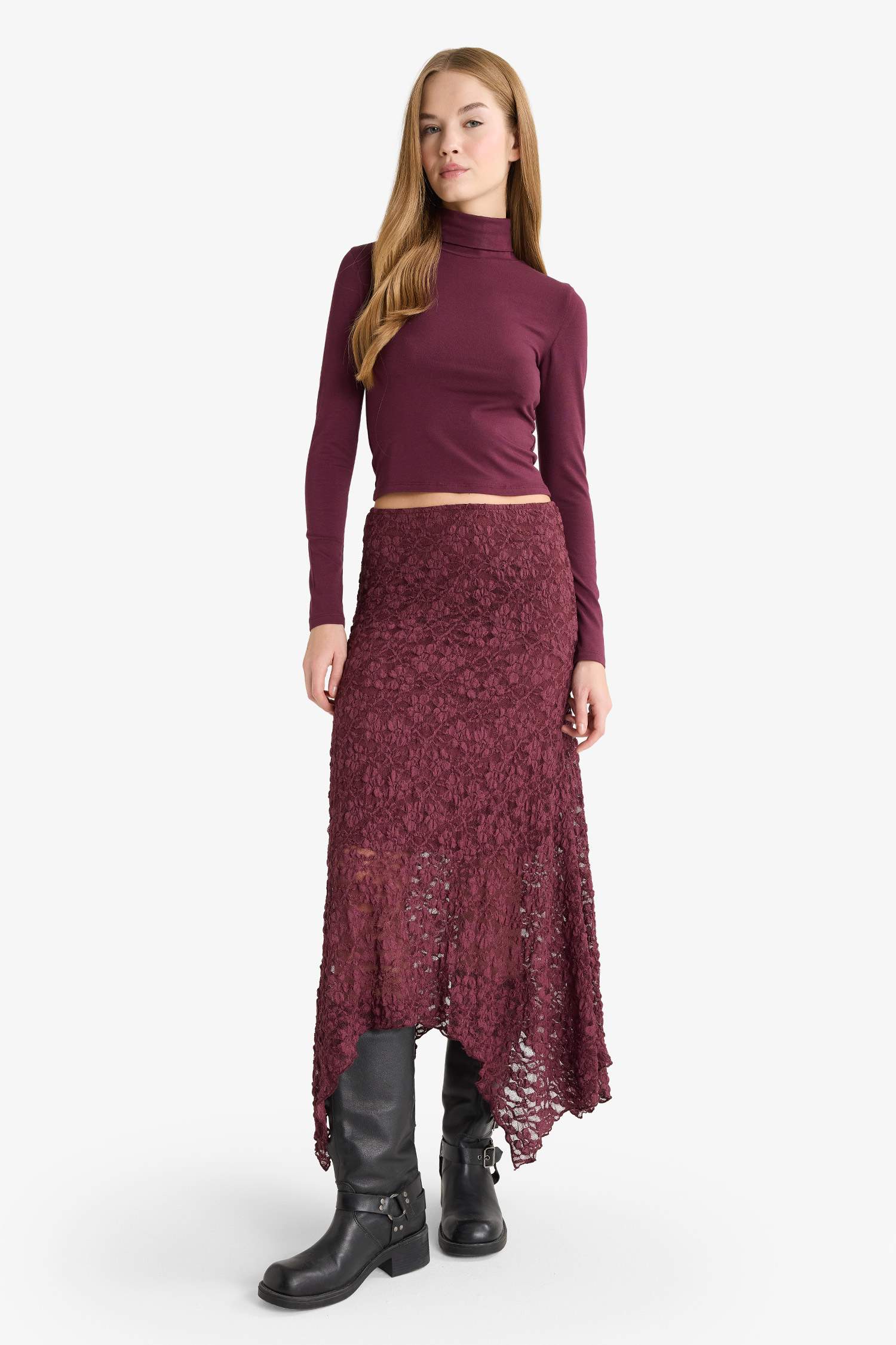 A Form Normal Bel Dantel Midi Etek