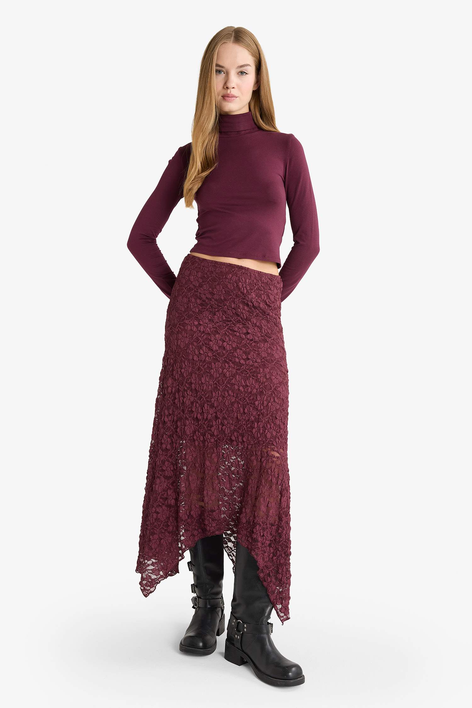 A Form Normal Bel Dantel Midi Etek