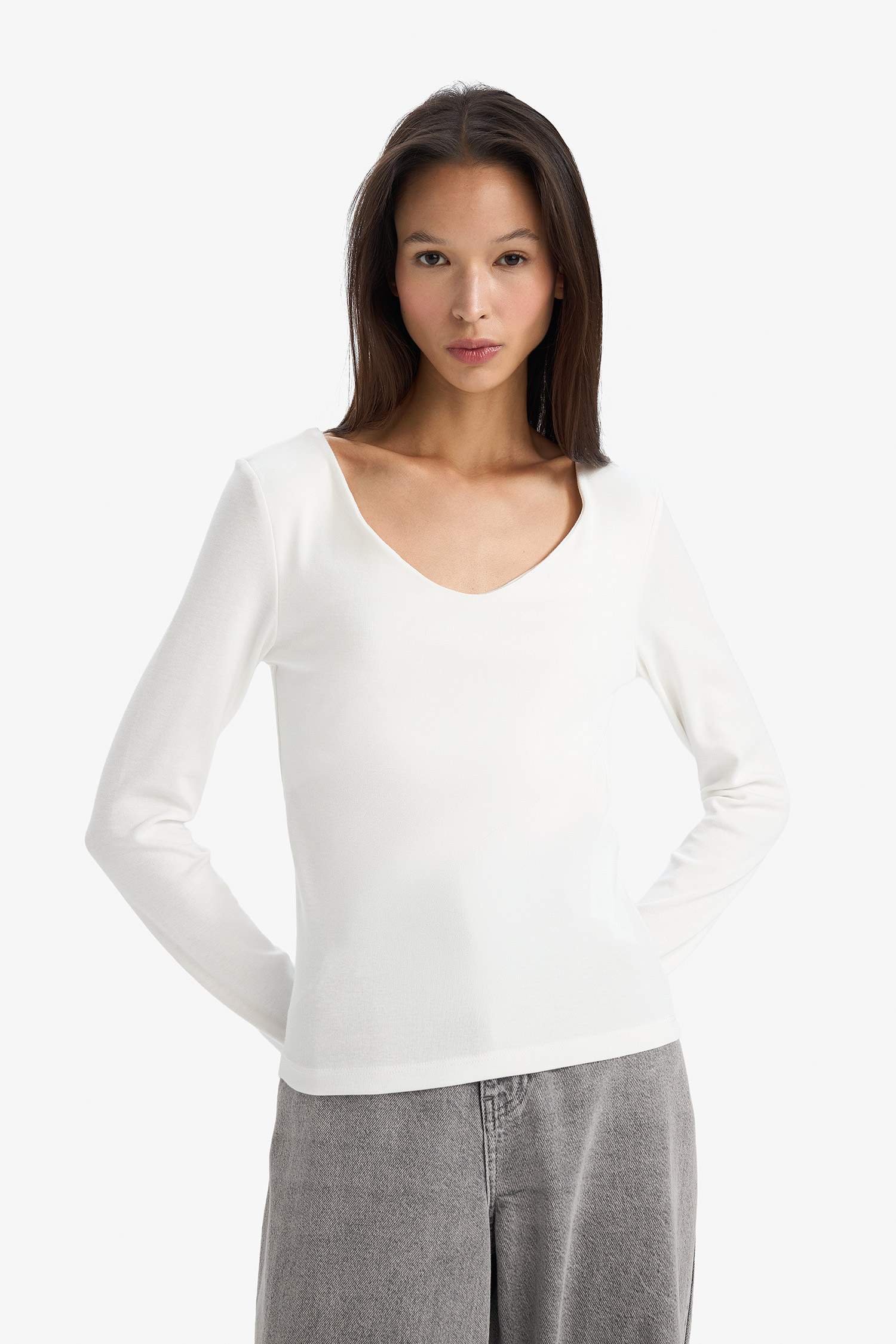 Slim Fit Basic Modal Long Sleeve T-Shirt
