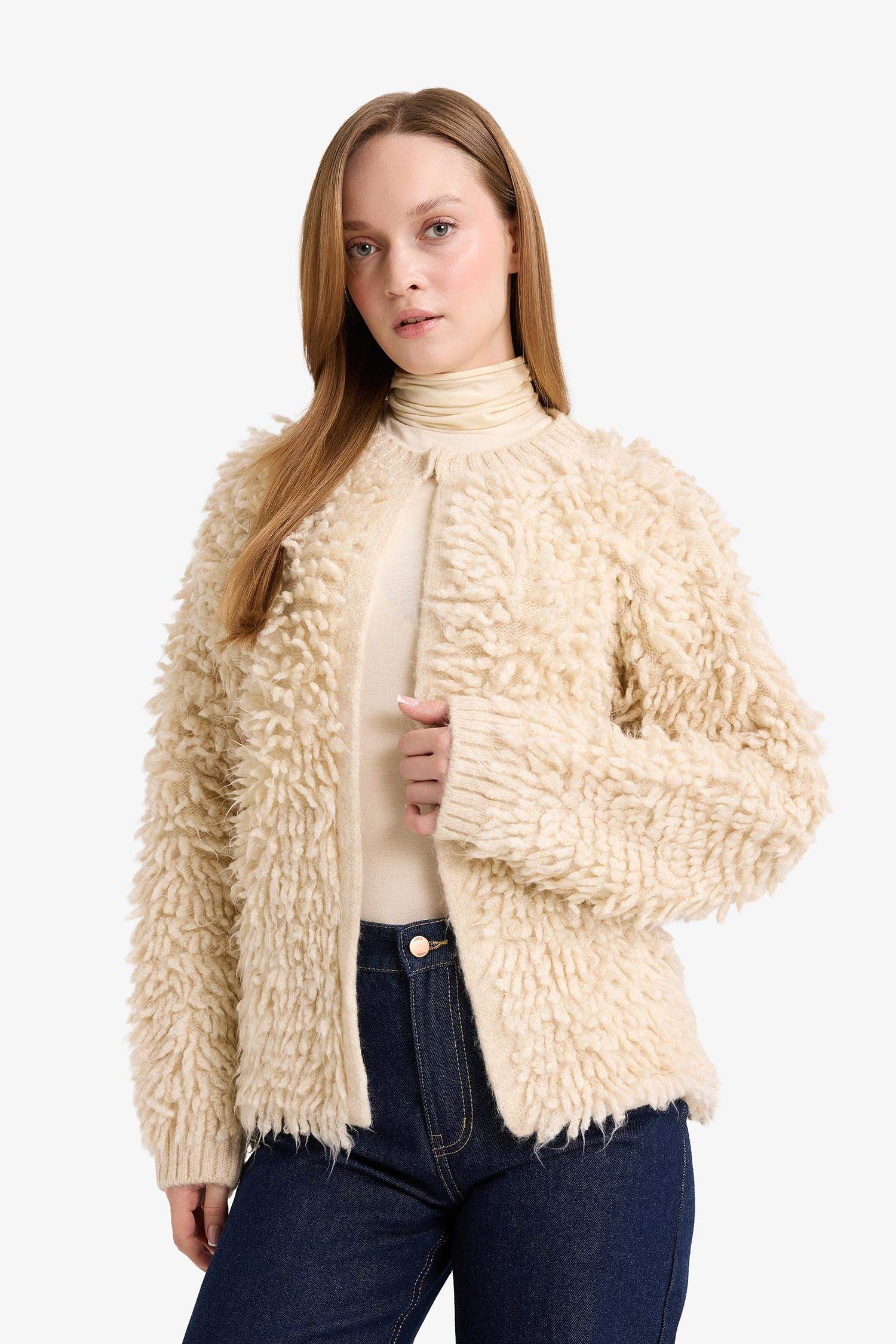 Regular Fit Bisiklet Yaka Triko Hırka