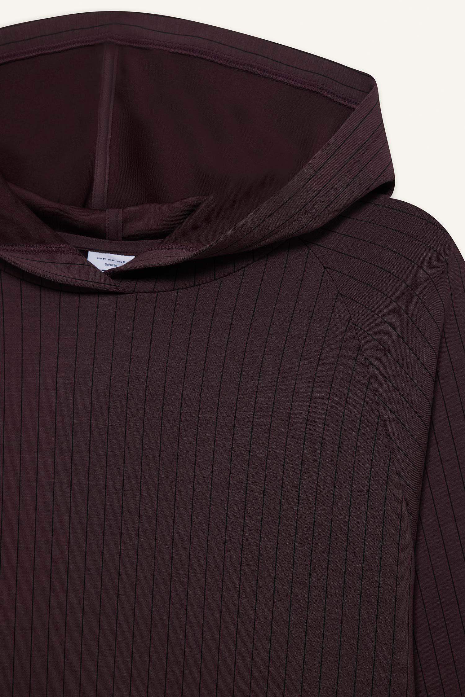 DeFacto Ultra Yumuşak Standart Fıt Kapüşonlu Modal Sporcu Sweatshirt görsel 7