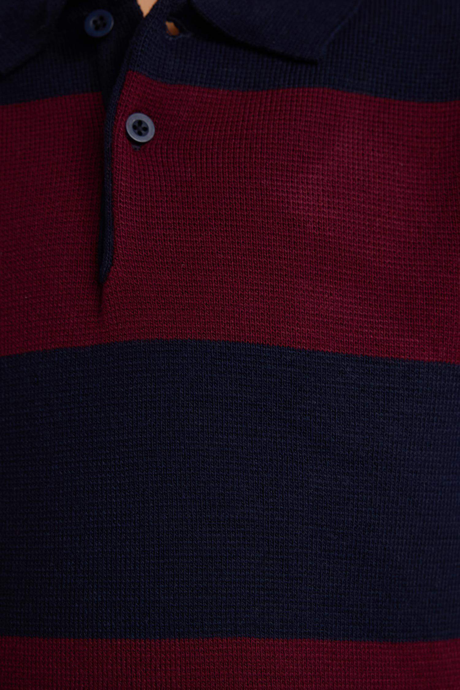 Boy Polo Neck Color Block Knit Pullover