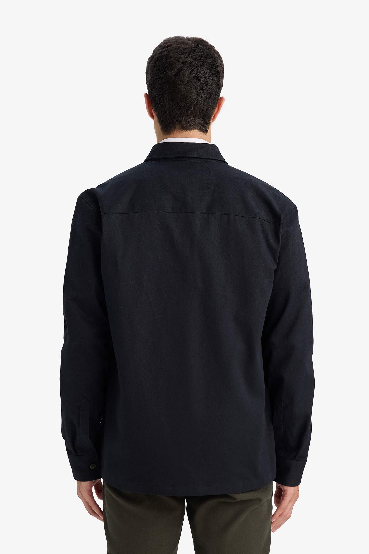 Regular Fit Polo Neck Gabardine Long Sleeve Shirt