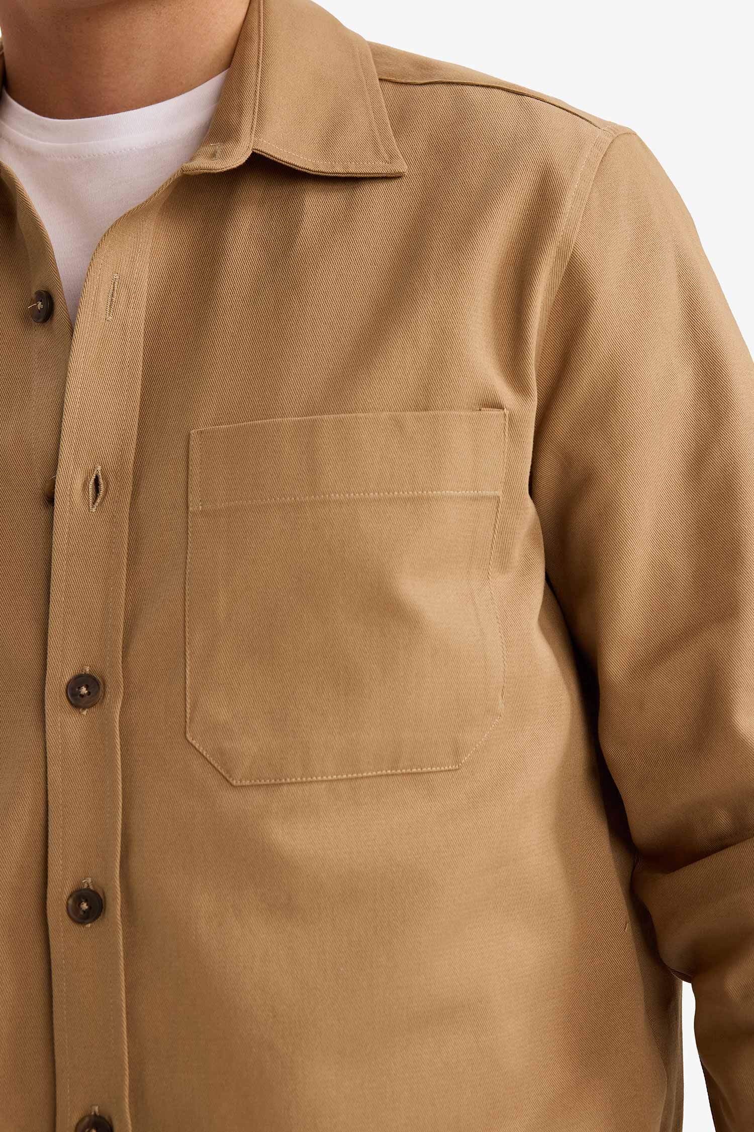 Regular Fit Polo Yaka Gabardin Uzun Kollu Gömlek