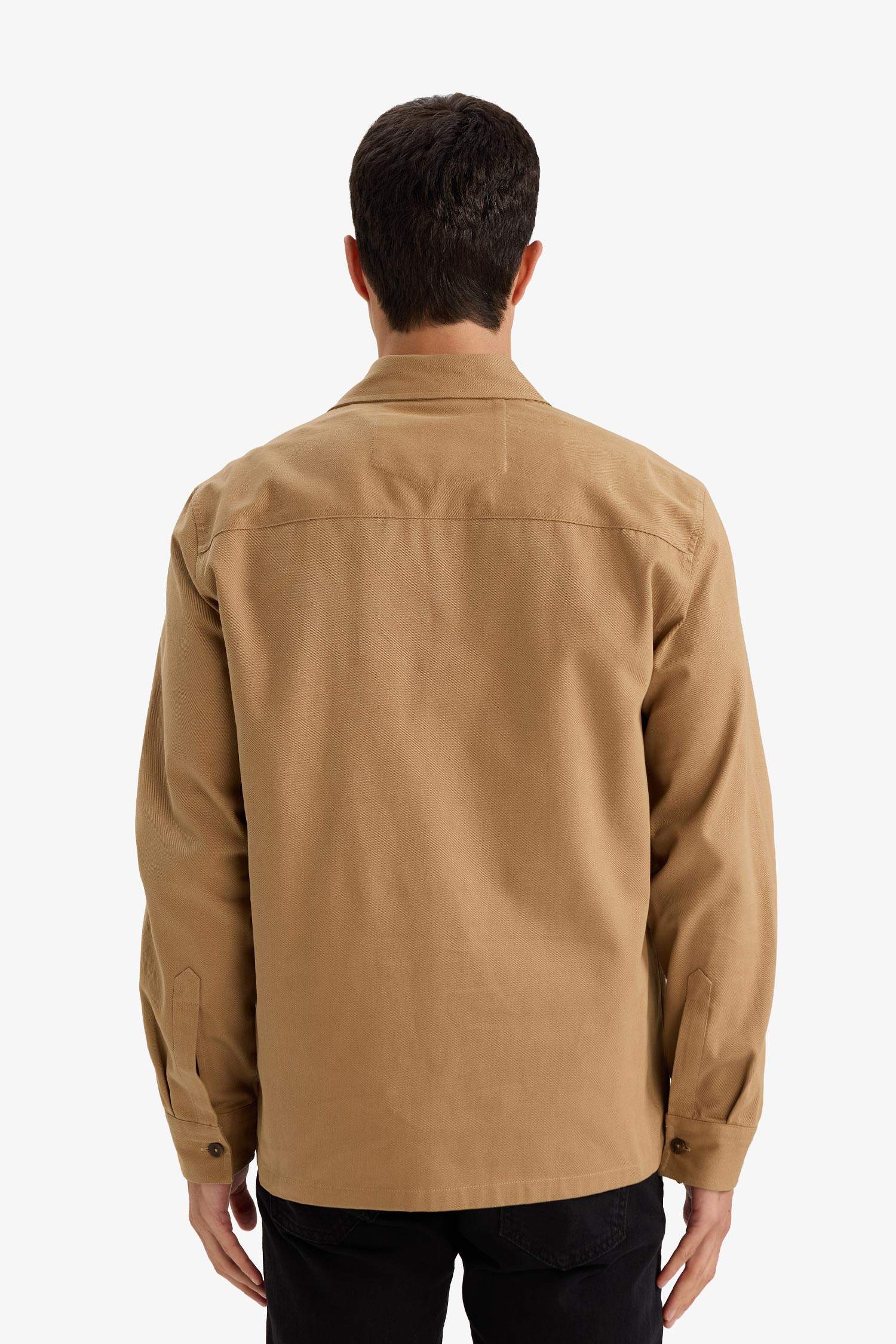 Regular Fit Polo Yaka Gabardin Uzun Kollu Gömlek