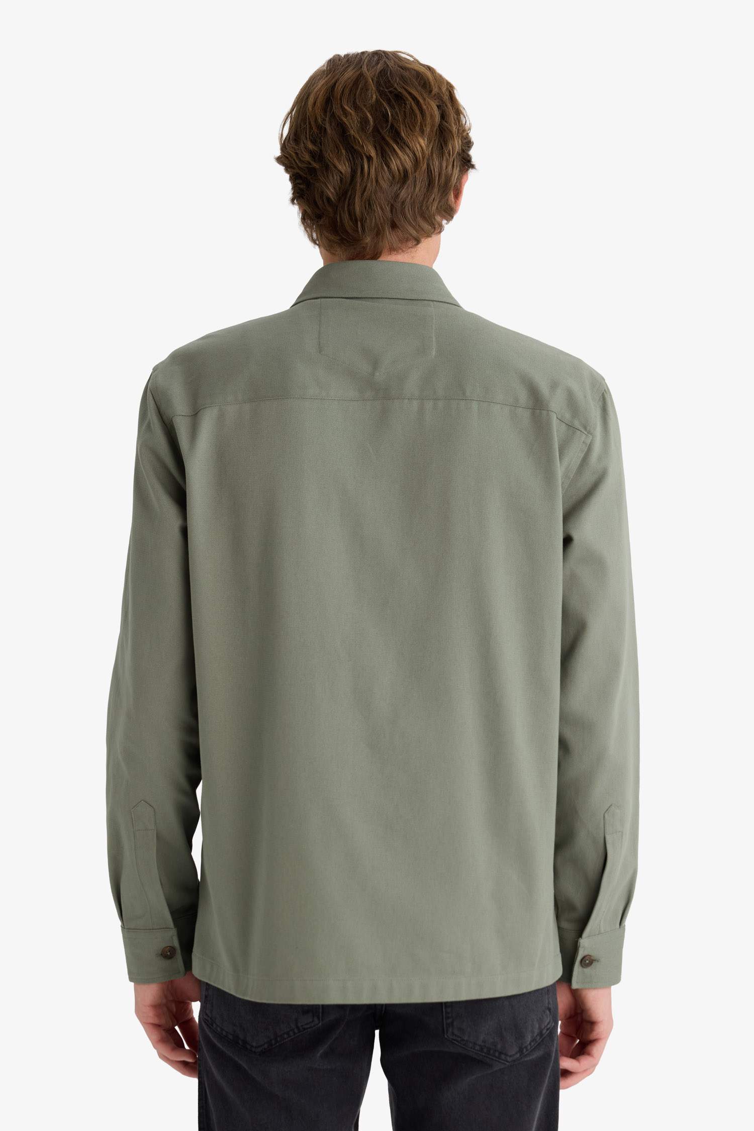 Chemise à manches longues en gabardine Coupe régulière