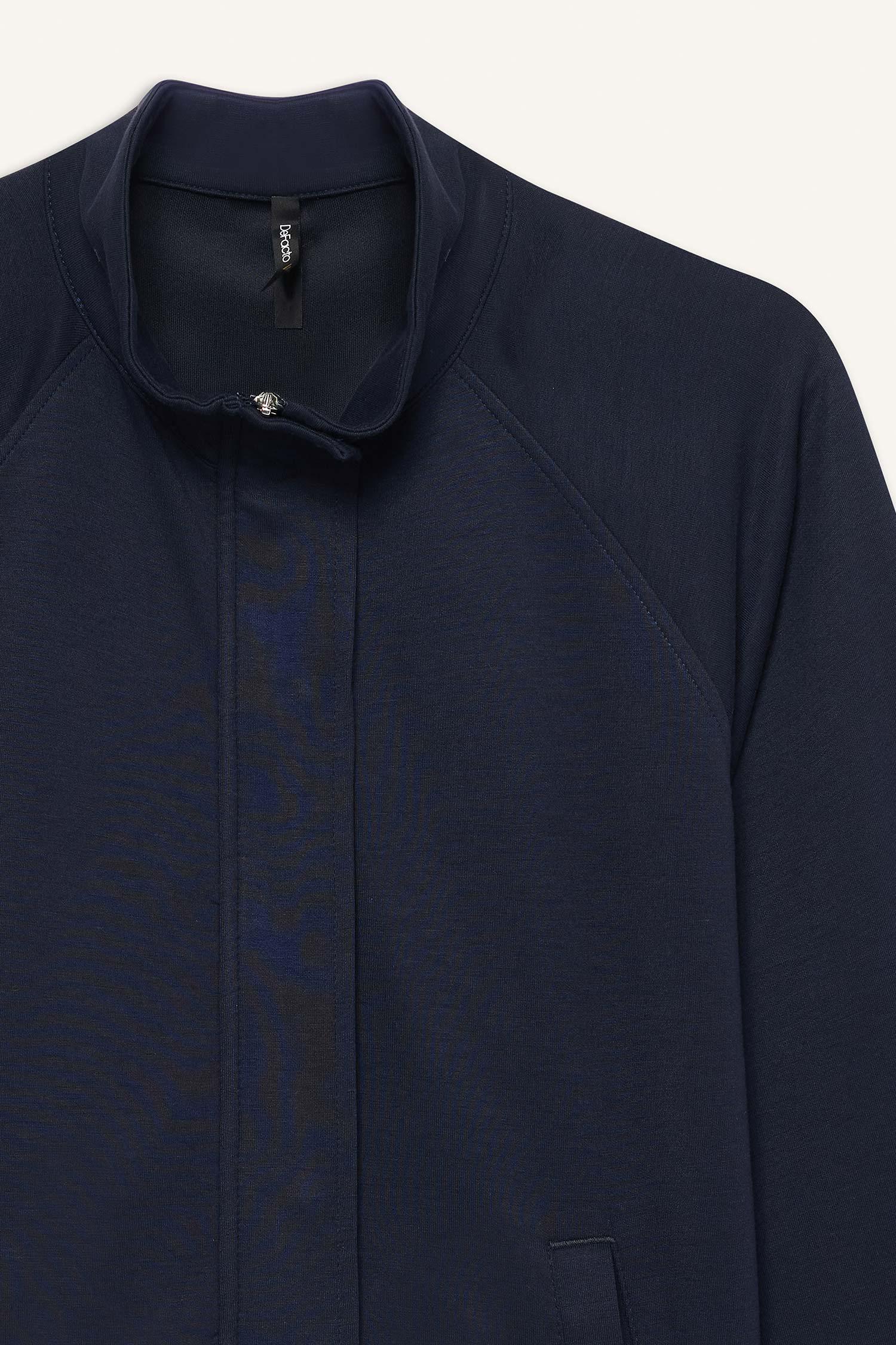 DeFacto Relax Fit Hakim Yaka Basic Hırka Sweatshirt görsel 7