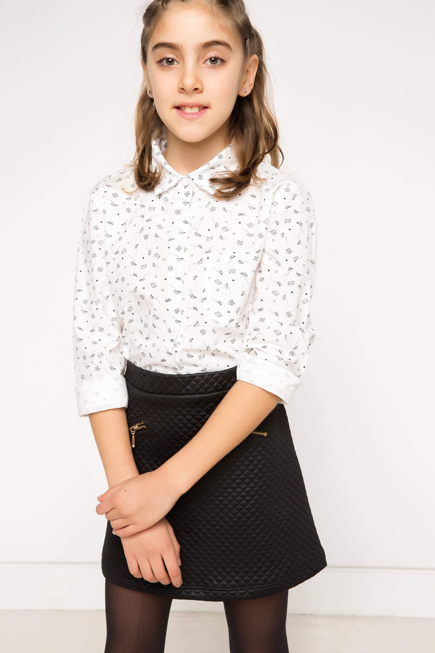 Defacto Baskılı Genç Kız Gömlek. 1