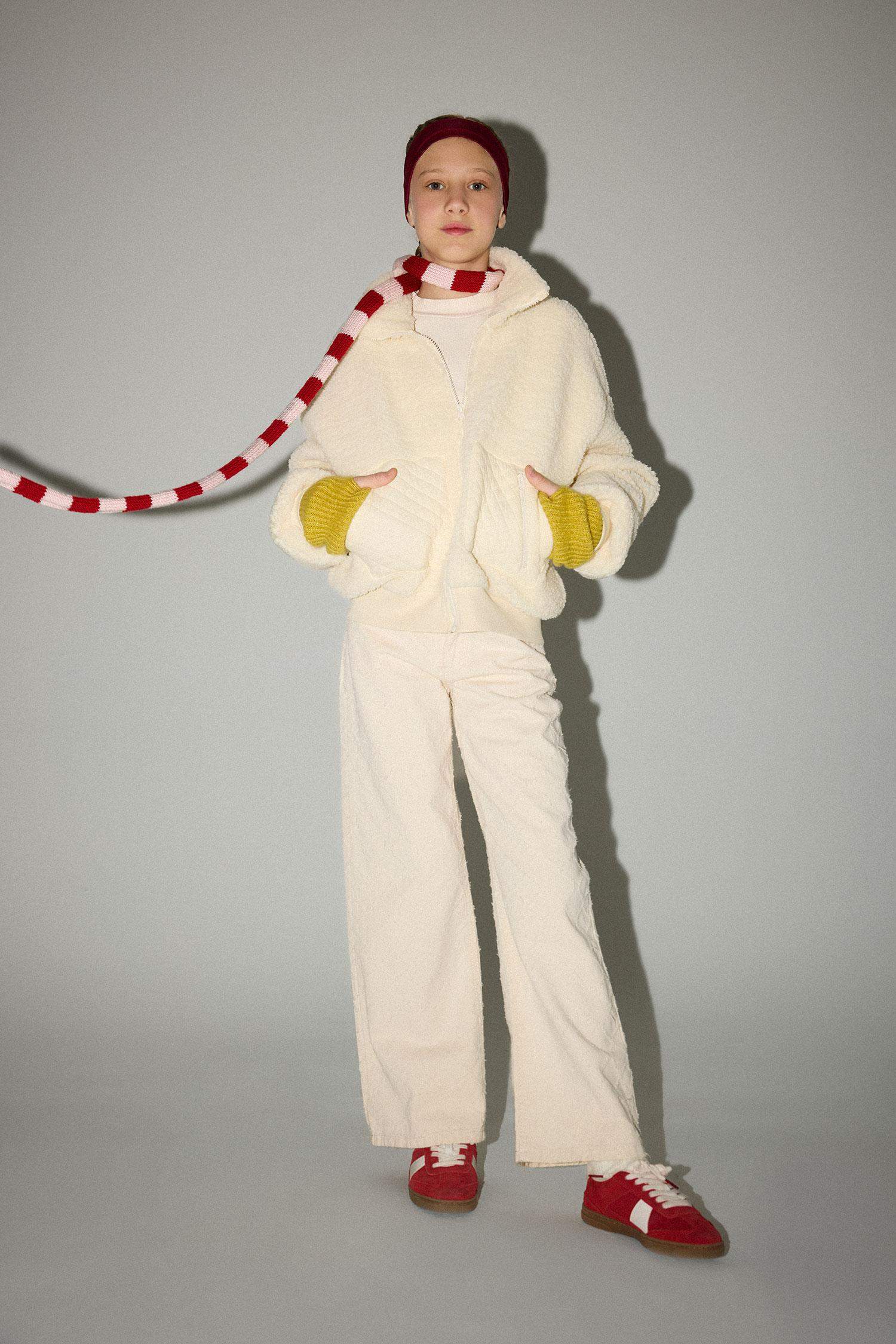 Kız Çocuk Dik Yaka Fermuarlı Polar Hırka