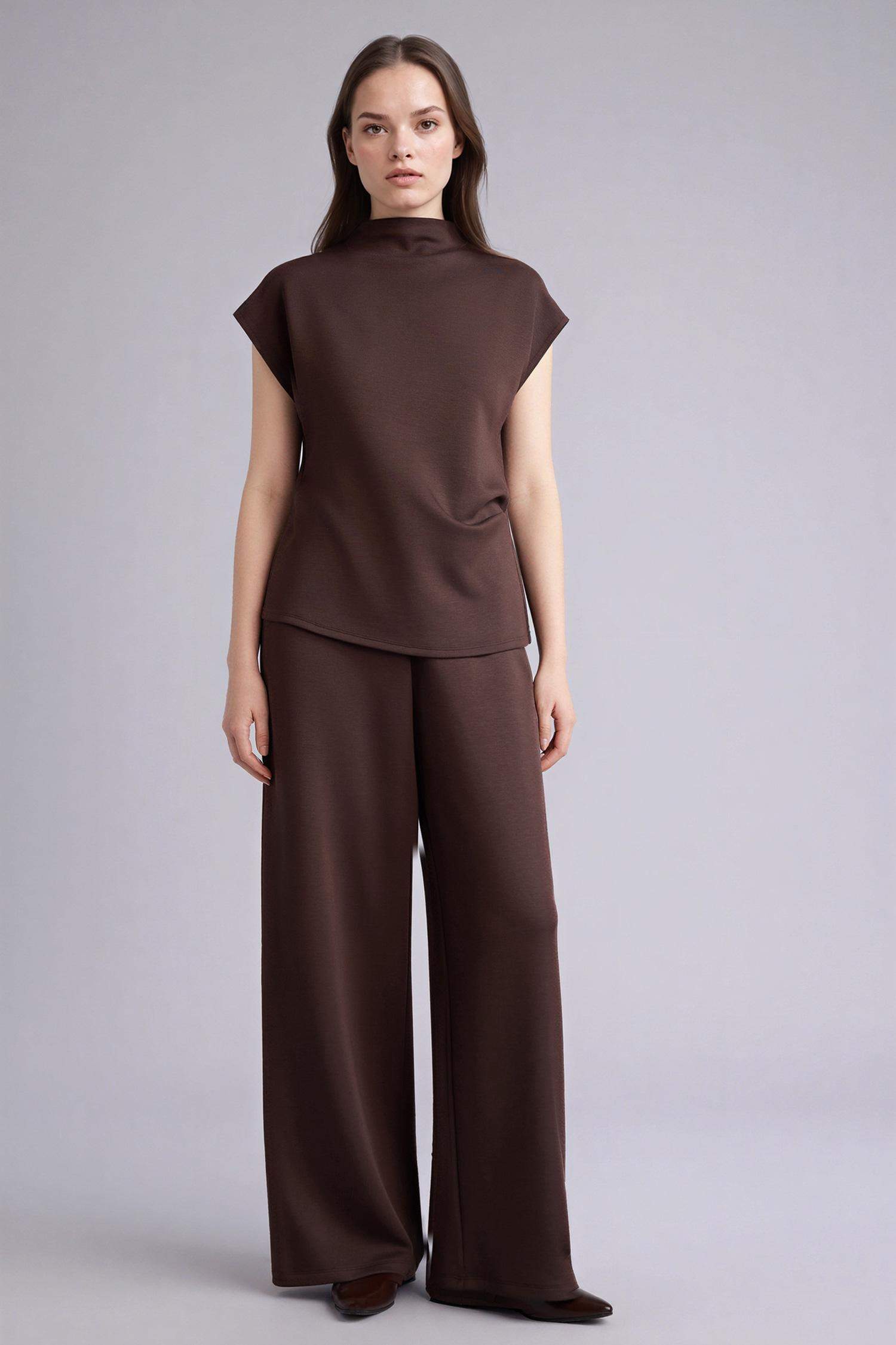 Brown WOMAN Wide Leg Modal Trousers 3443264 | DeFacto