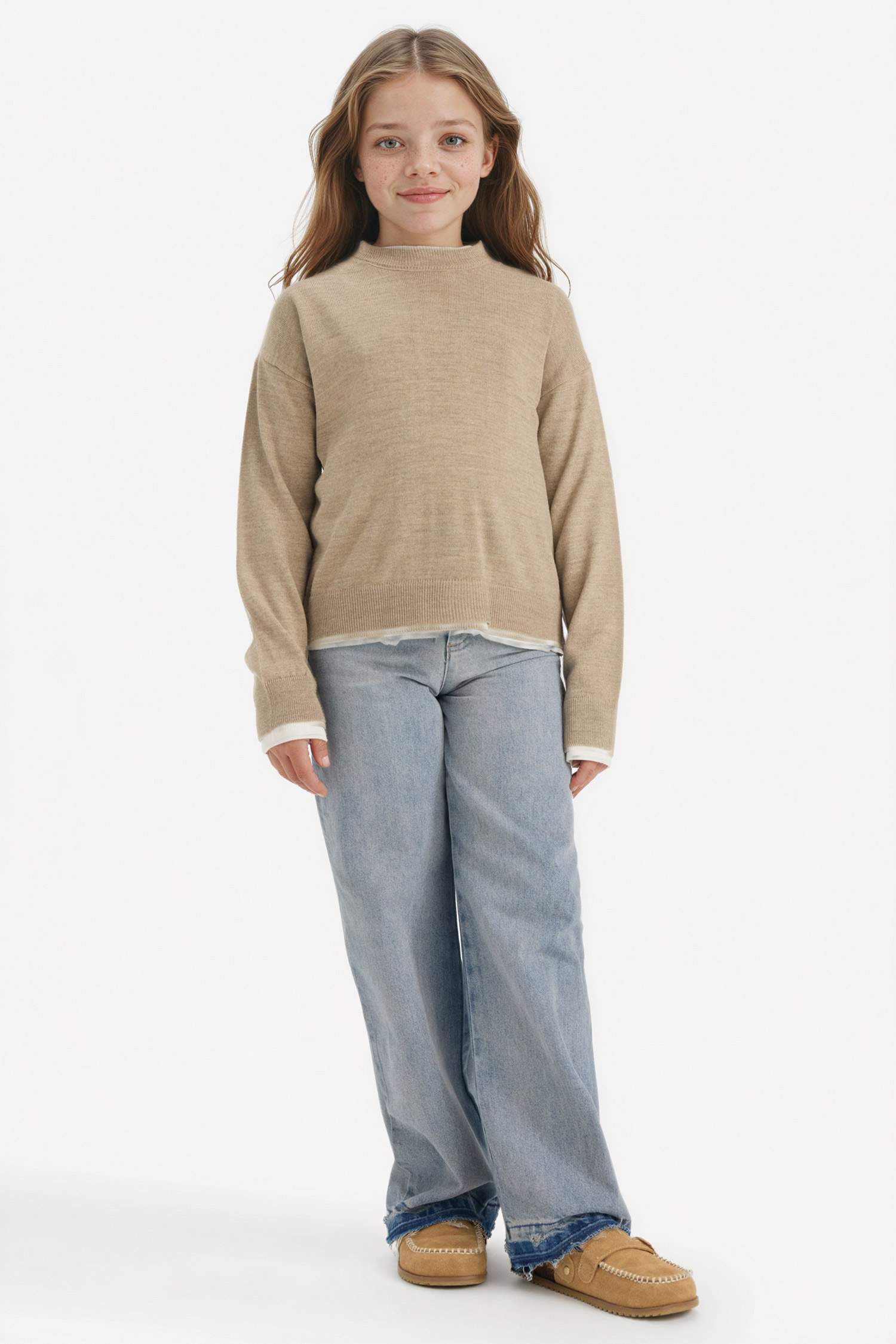 Kız Çocuk Bisiklet Yaka Triko Kazak