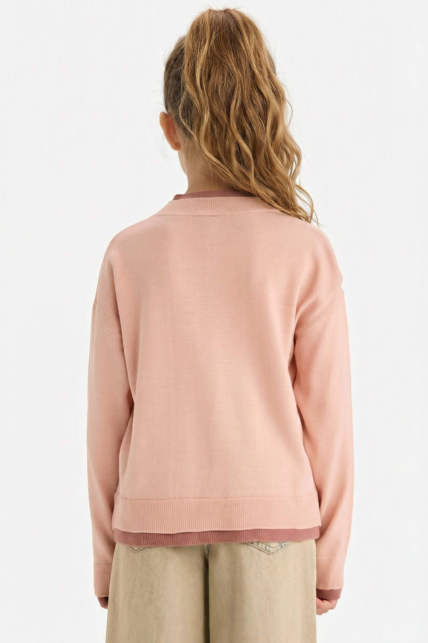 Kız Çocuk Bisiklet Yaka Triko Kazak