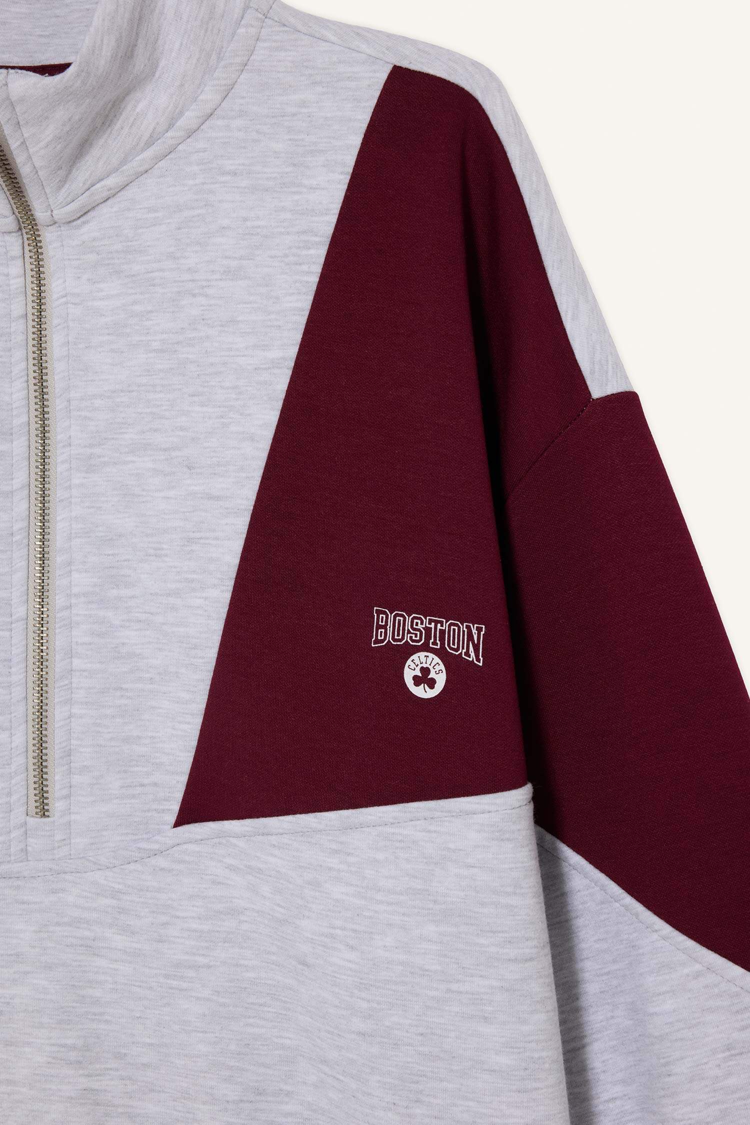 NBA Boston Celtics Oversize Fit Yarım Fermuarlı Modal Sporcu Sweatshirt