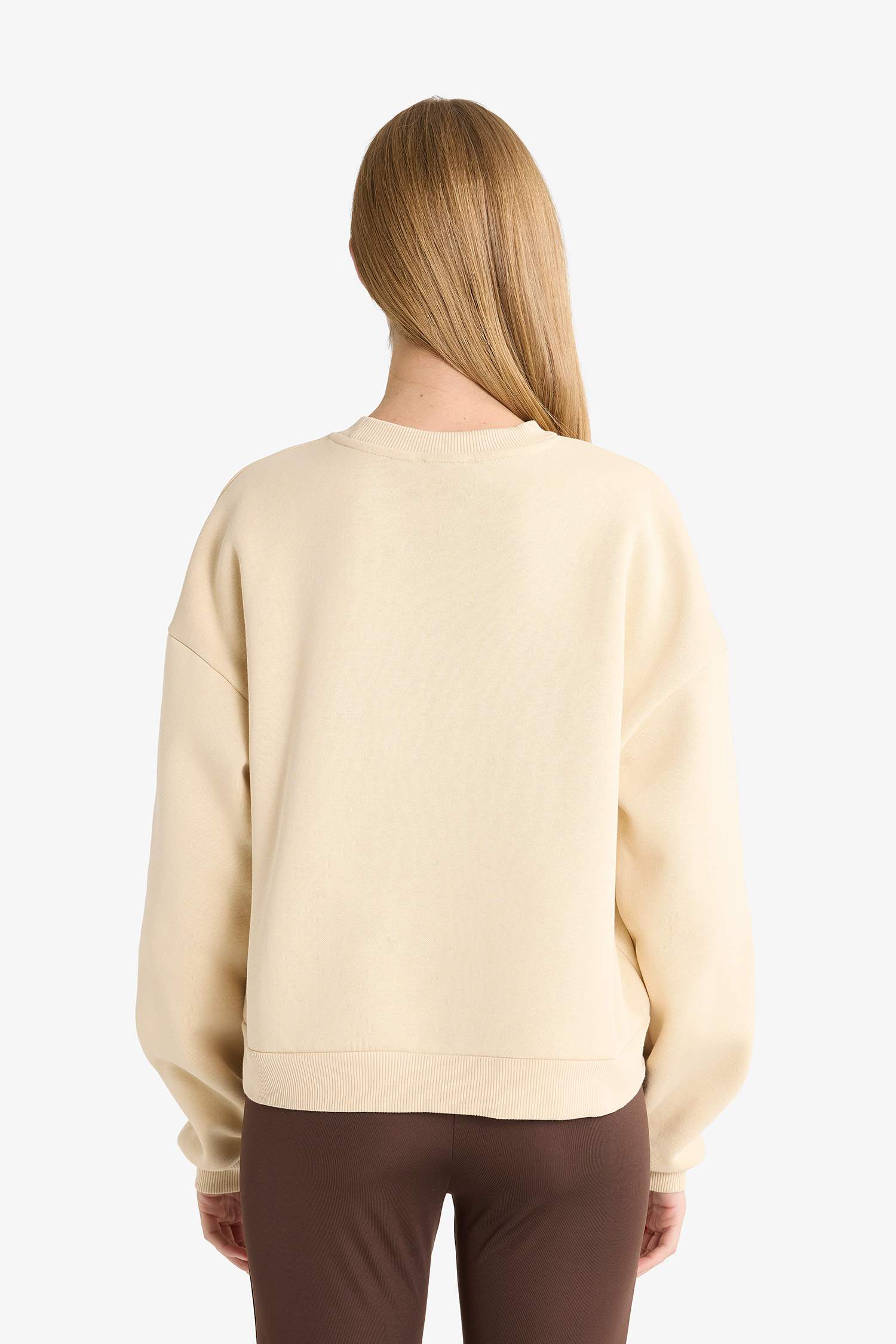 Regular Fit Bisiklet Yaka Baskılı Sweatshirt