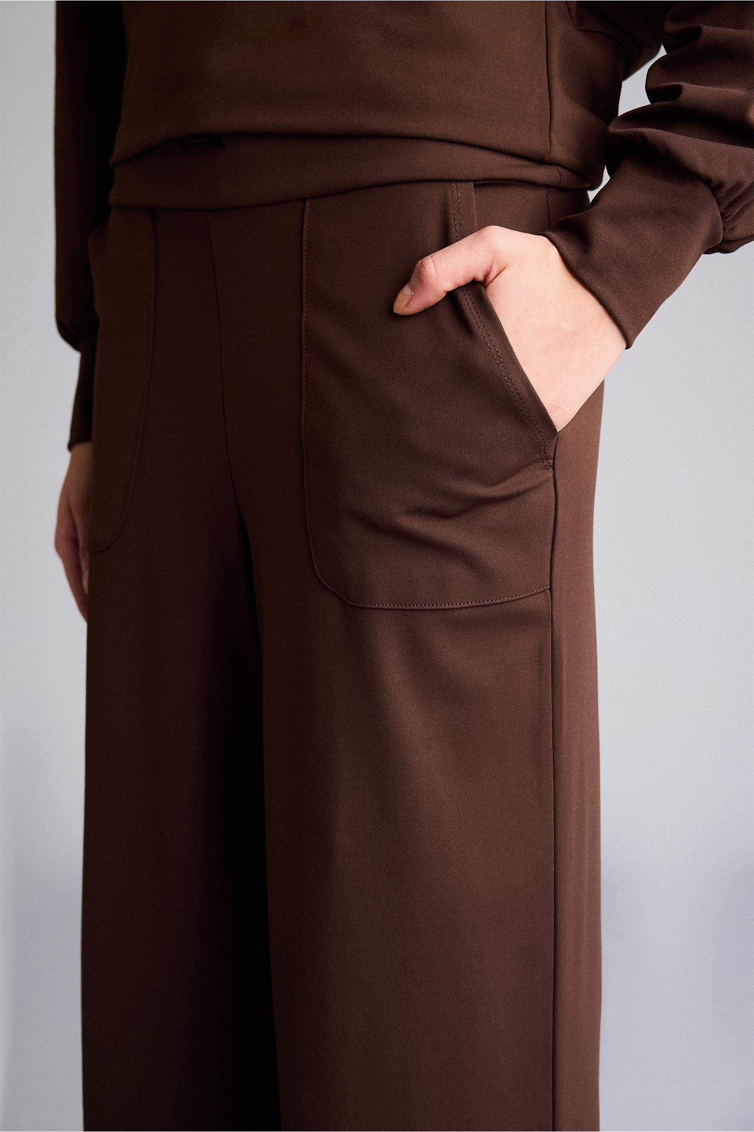 بنطرون بجامة رياضي وايد ليج برجل واسع بجيب