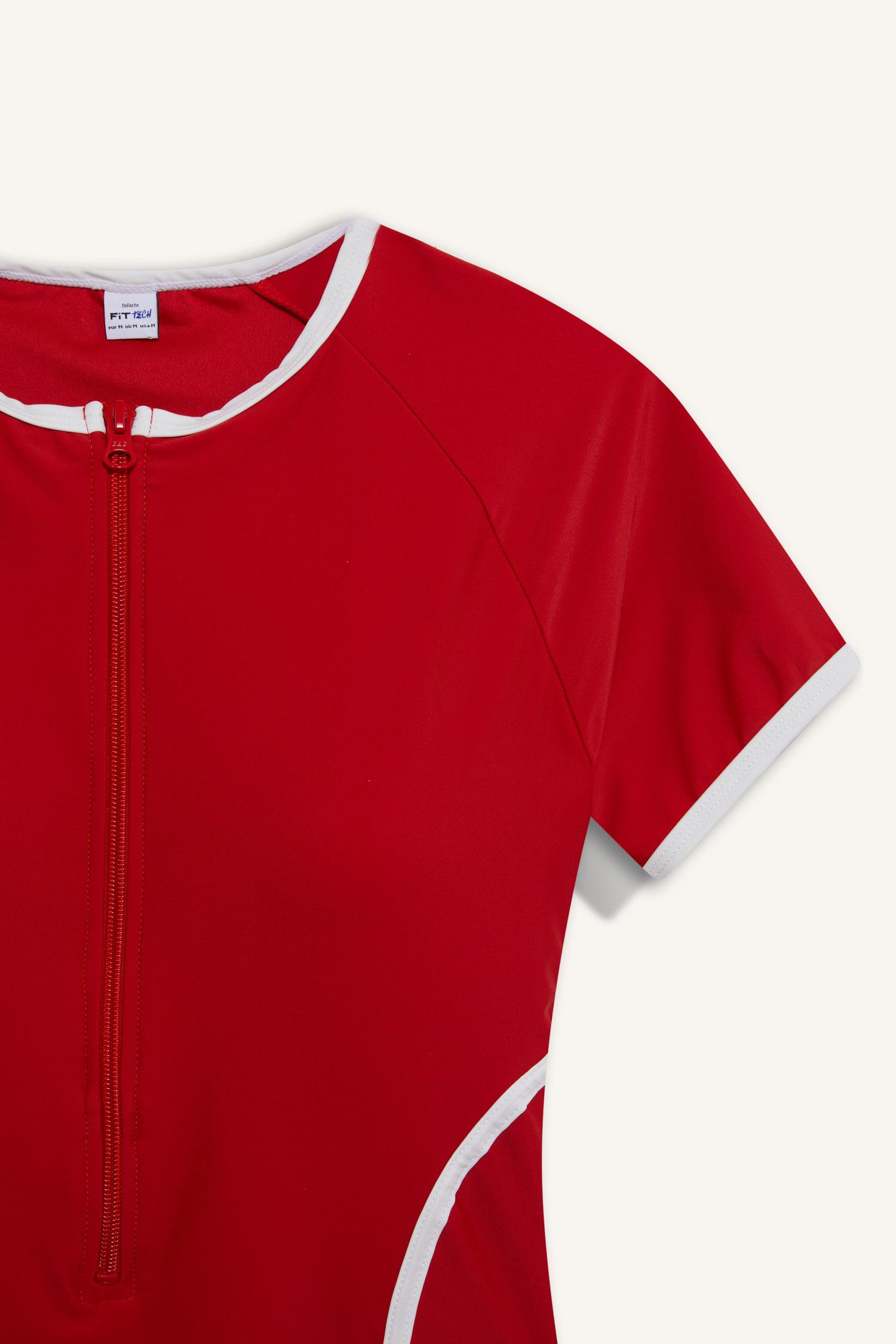 DeFacto Çabuk Kuruyan Slim Fit Fermuarlı Mayo görsel 7