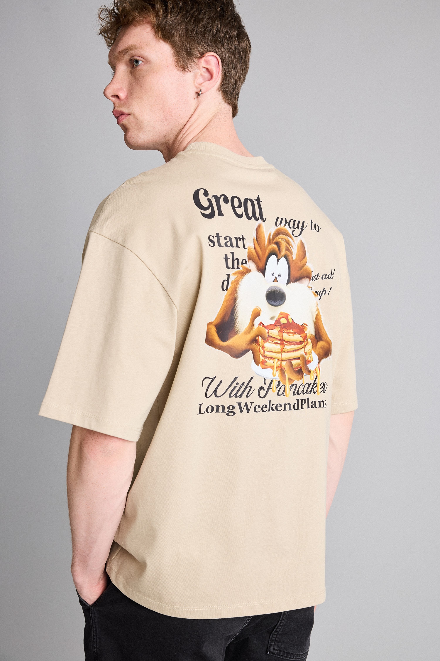 DeFacto %100 Pamuk Looney Tunes Boxy Fit Kısa kollu Baskılı Tişört