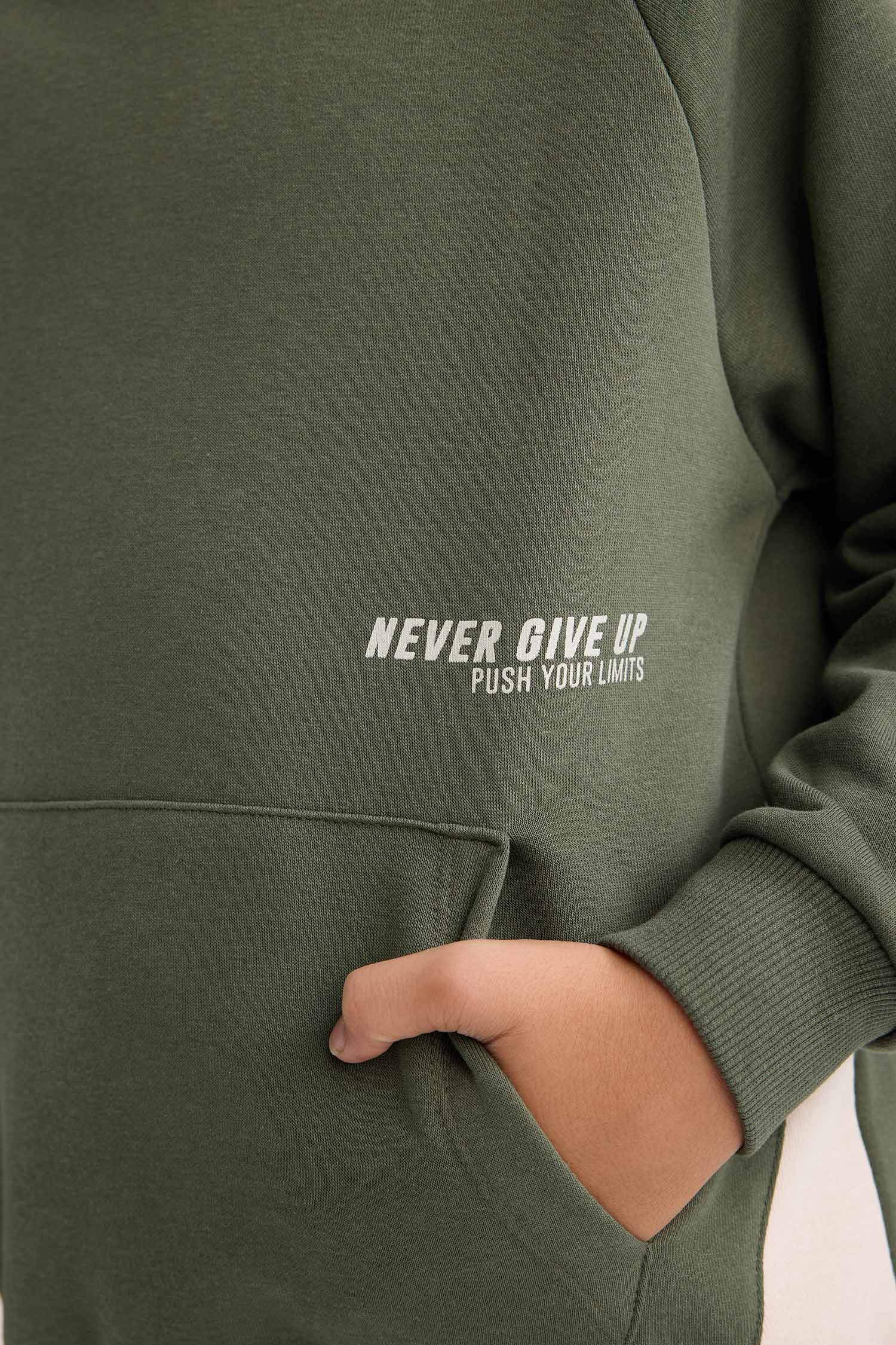 New Regular Fit Printed Hooded Sweatshirt