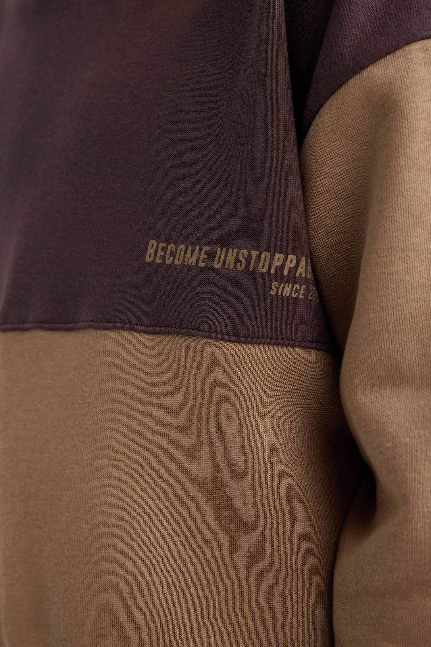 Oversize Fit Printed Hooded Sweatshirt