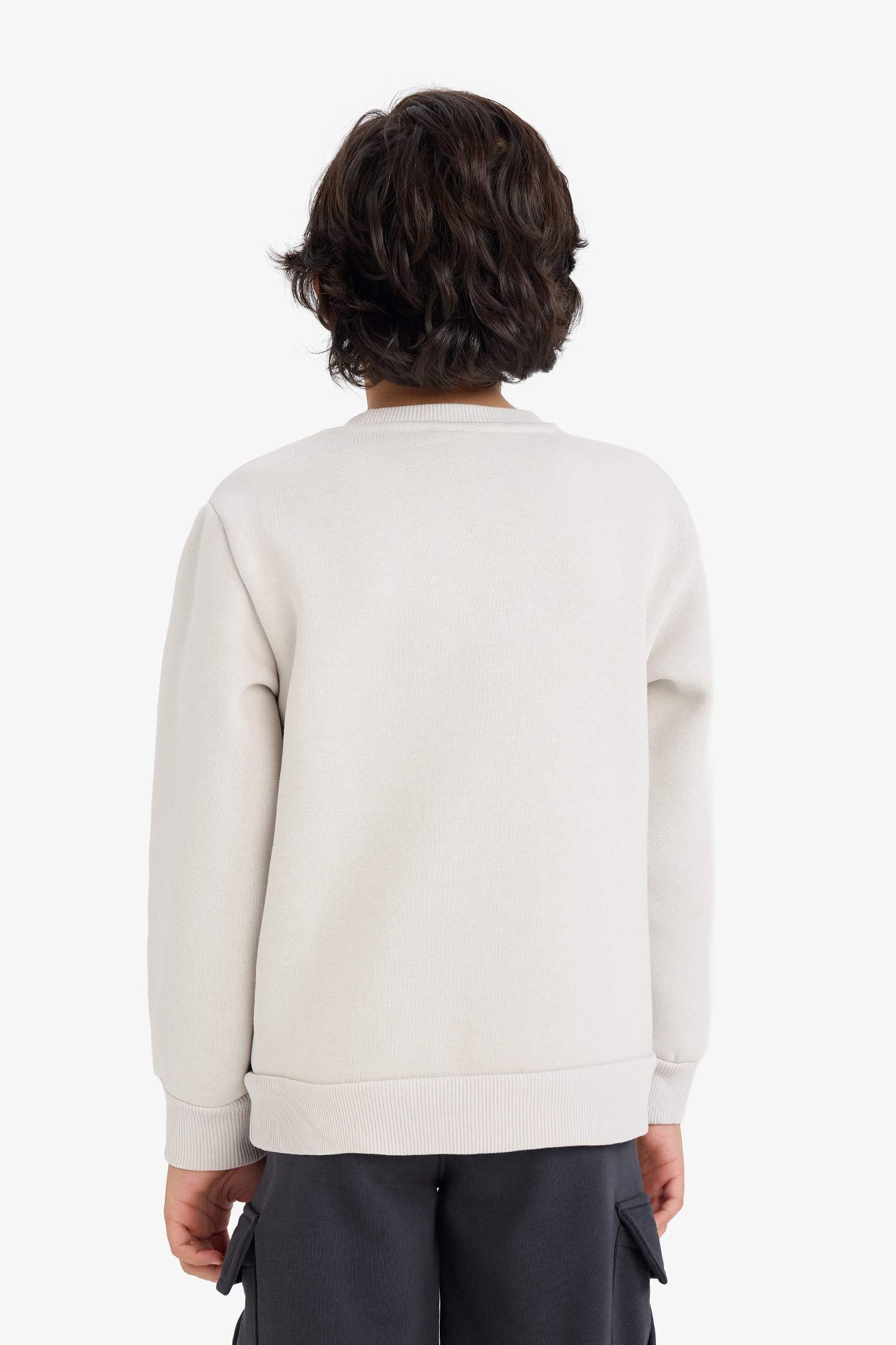 Erkek Çocuk Bisiklet Yaka Baskılı İçi Yumuşak Tüylü Sweatshirt