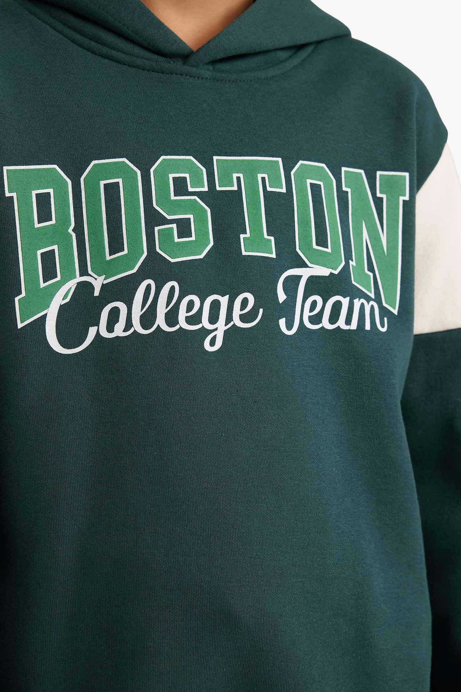 Kapüşonlu Baskılı İçi Yumuşak Tüylü Sweatshirt Erkek Çocuk