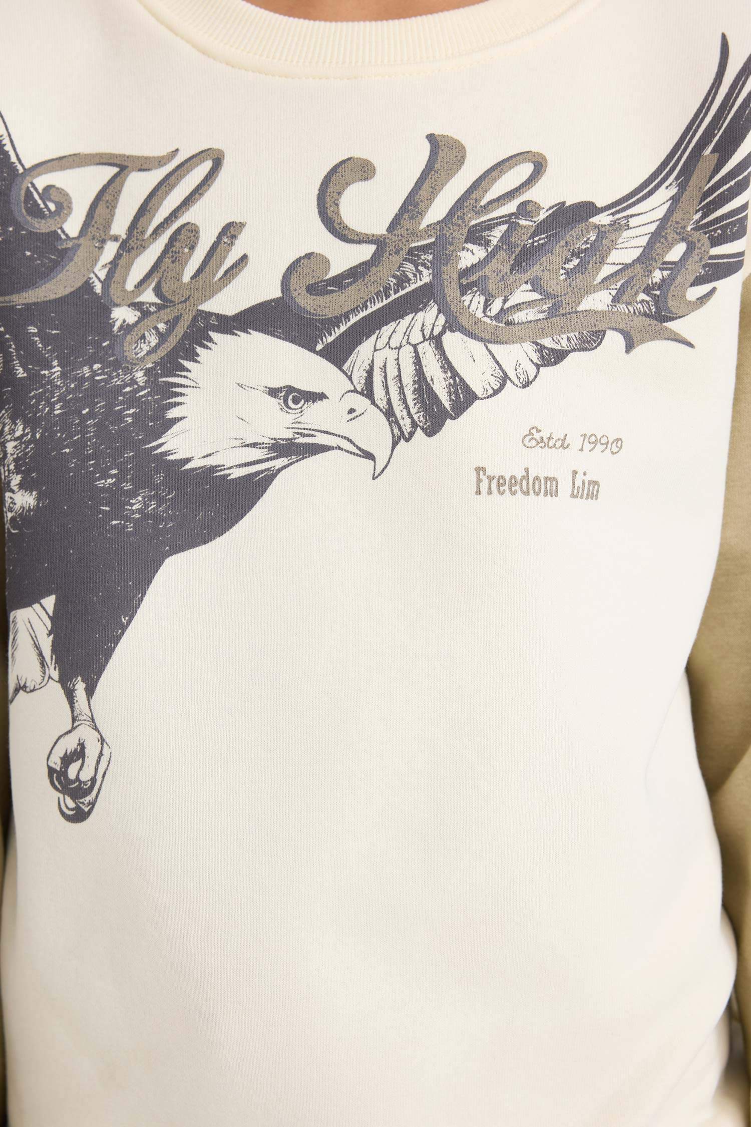 Erkek Çocuk Bisiklet Yaka Baskılı İçi Yumuşak Tüylü Sweatshirt