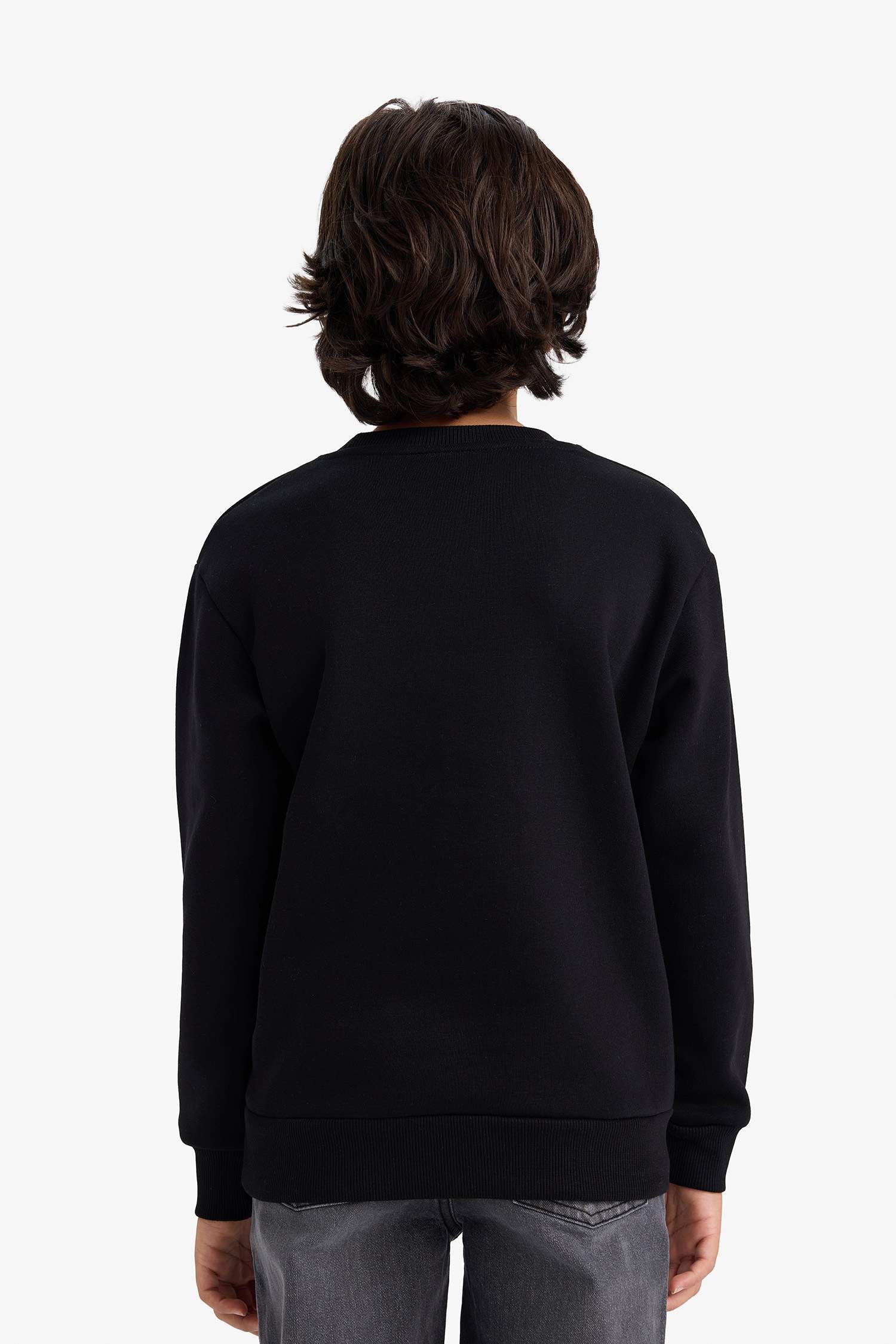 Erkek Çocuk Bisiklet Yaka Baskılı İçi Yumuşak Tüylü Sweatshirt