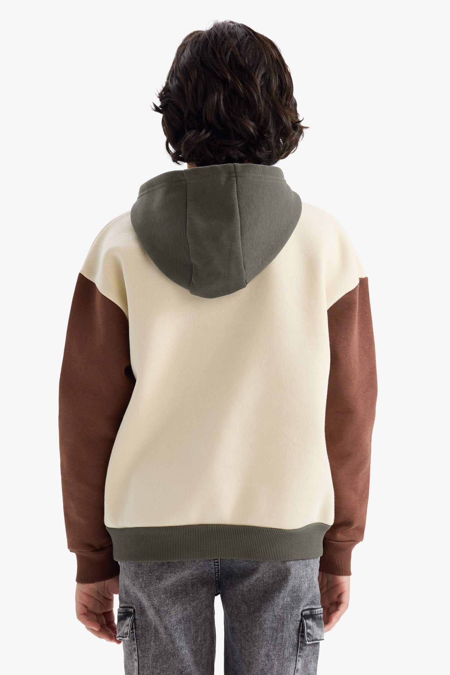 Oversize Geniş Kalıp Kapüşonlu Baskılı İçi Yumuşak Tüylü Sweatshirt Erkek Çocuk