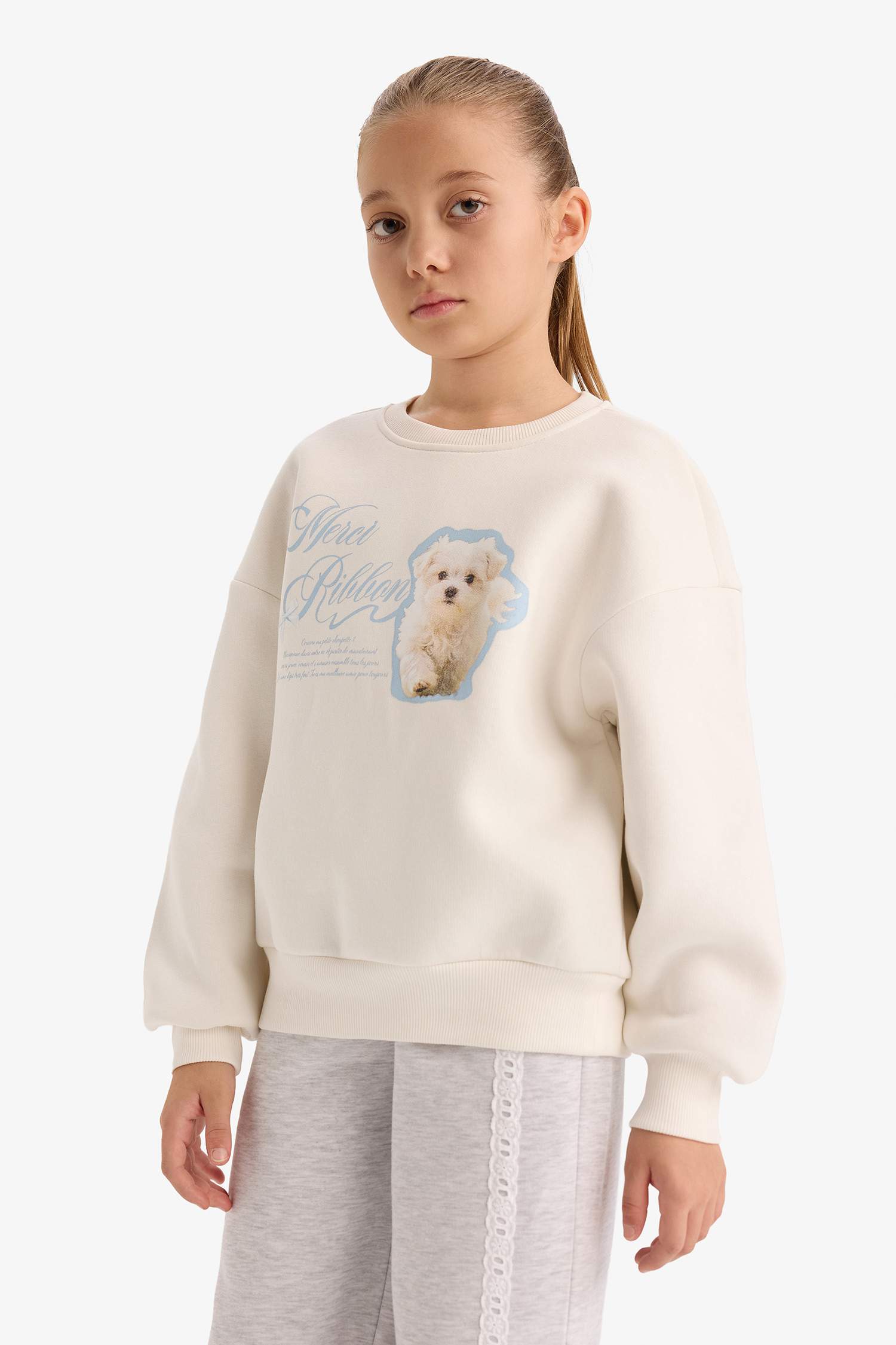 سيت بناتي سويت شيرت وبنطلون بجامة رياضي - قطعتين