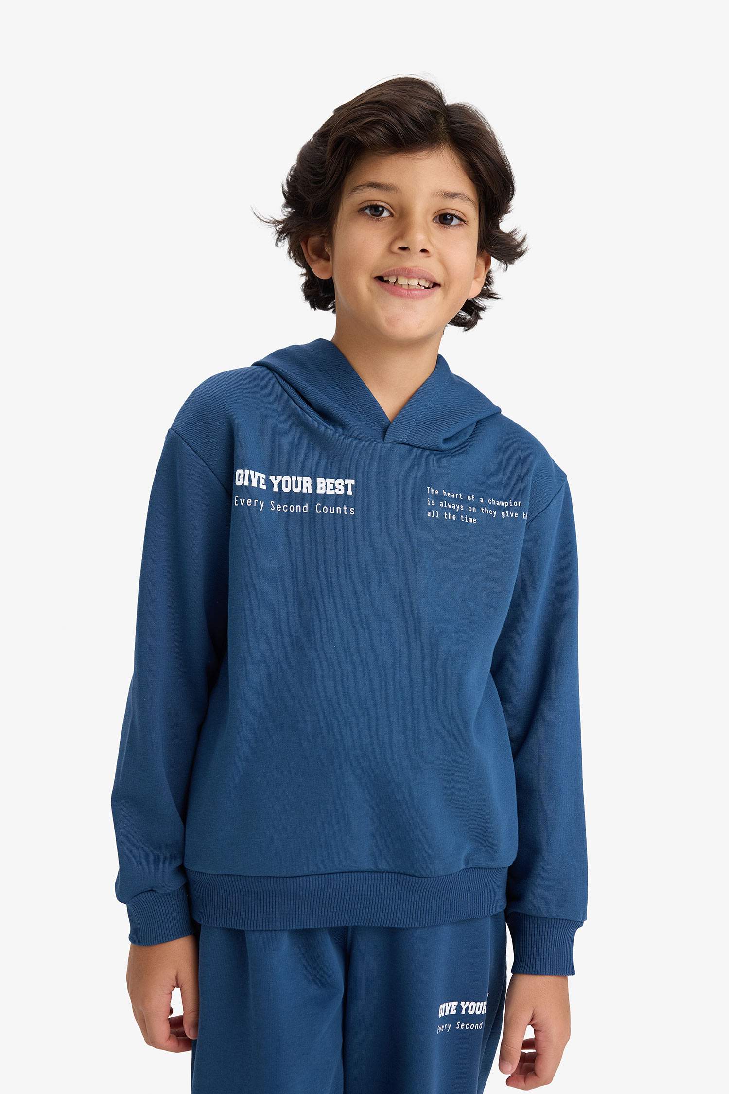 Erkek Çocuk 2'li Takım Baskılı Kapüşonlu Sweatshirt Eşofman Altı