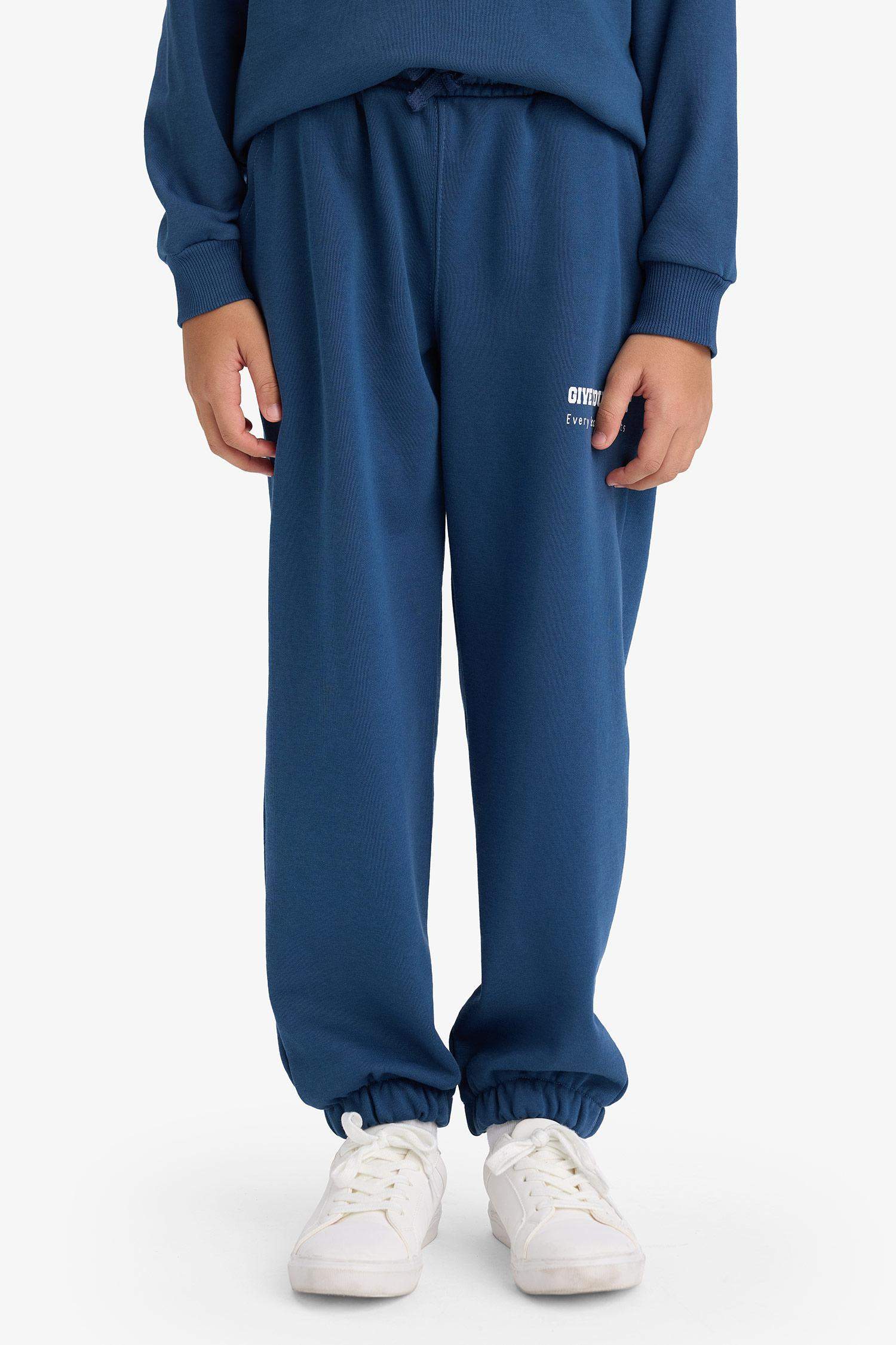 Erkek Çocuk 2'li Takım Baskılı Kapüşonlu Sweatshirt Eşofman Altı