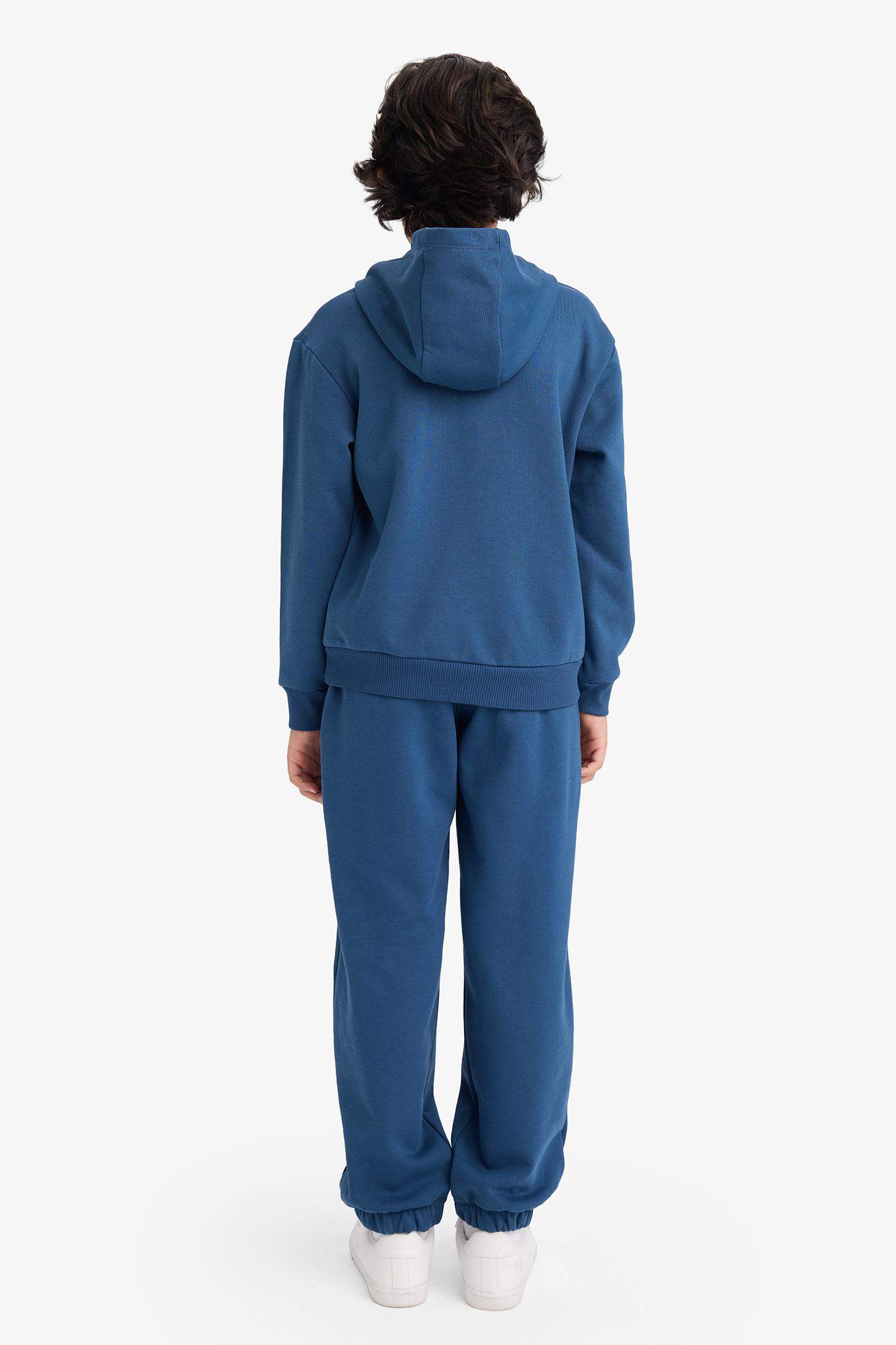 Erkek Çocuk 2'li Takım Baskılı Kapüşonlu Sweatshirt Eşofman Altı