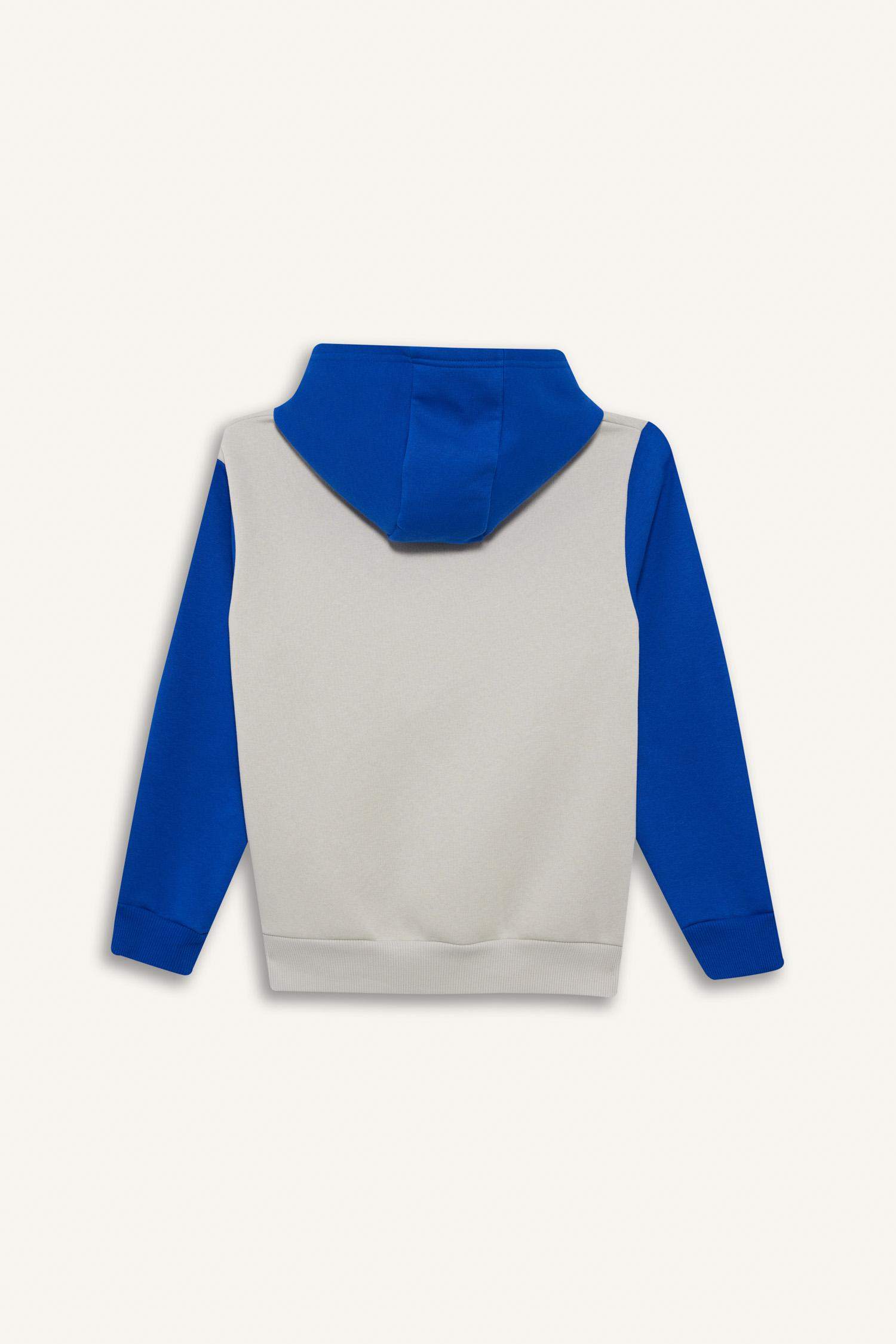 Kapüşonlu Baskılı İçi Yumuşak Tüylü Sweatshirt Erkek Çocuk